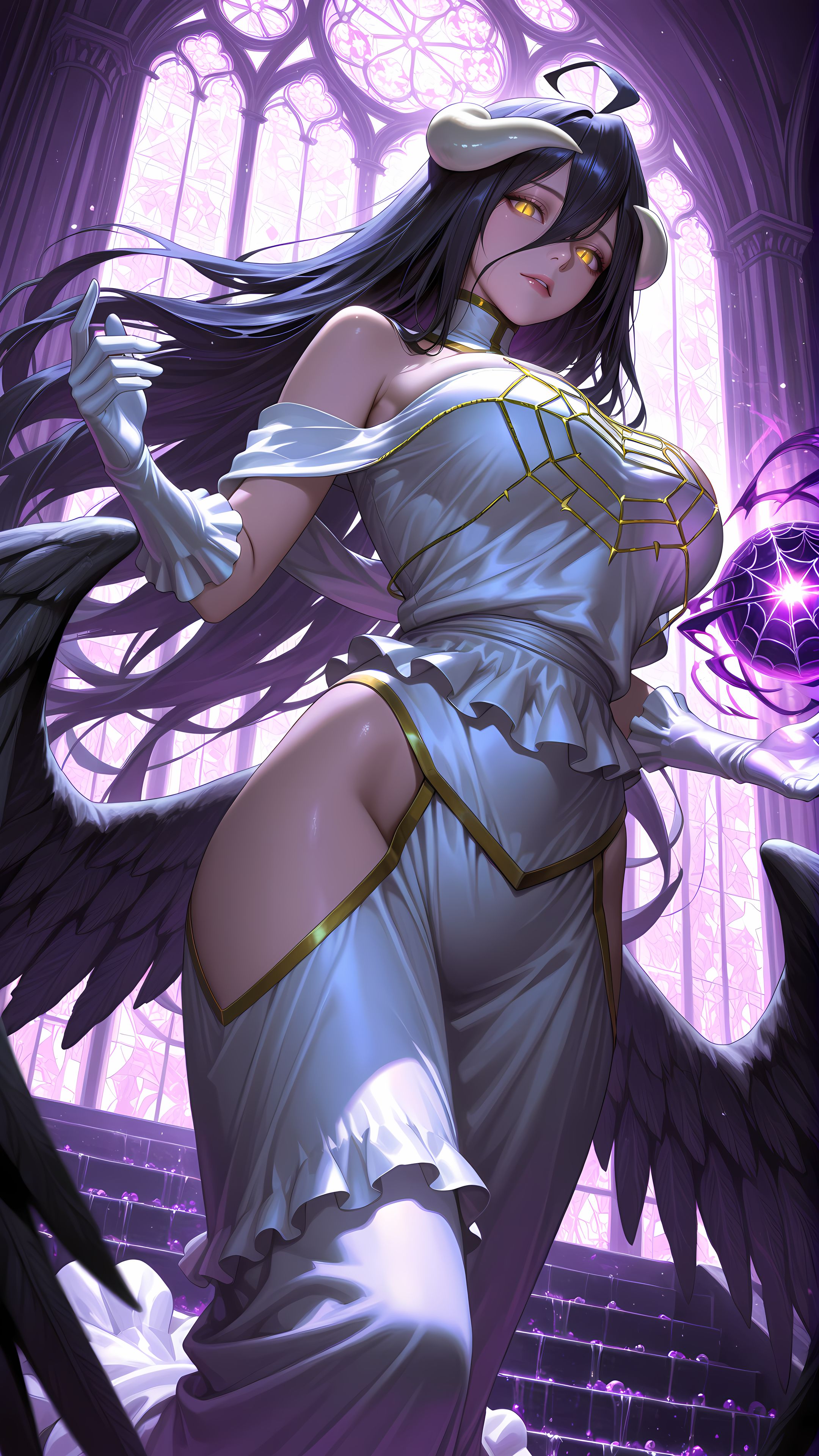 ai绘画 雅儿贝德 overload 魅魔 手机壁纸,第11张