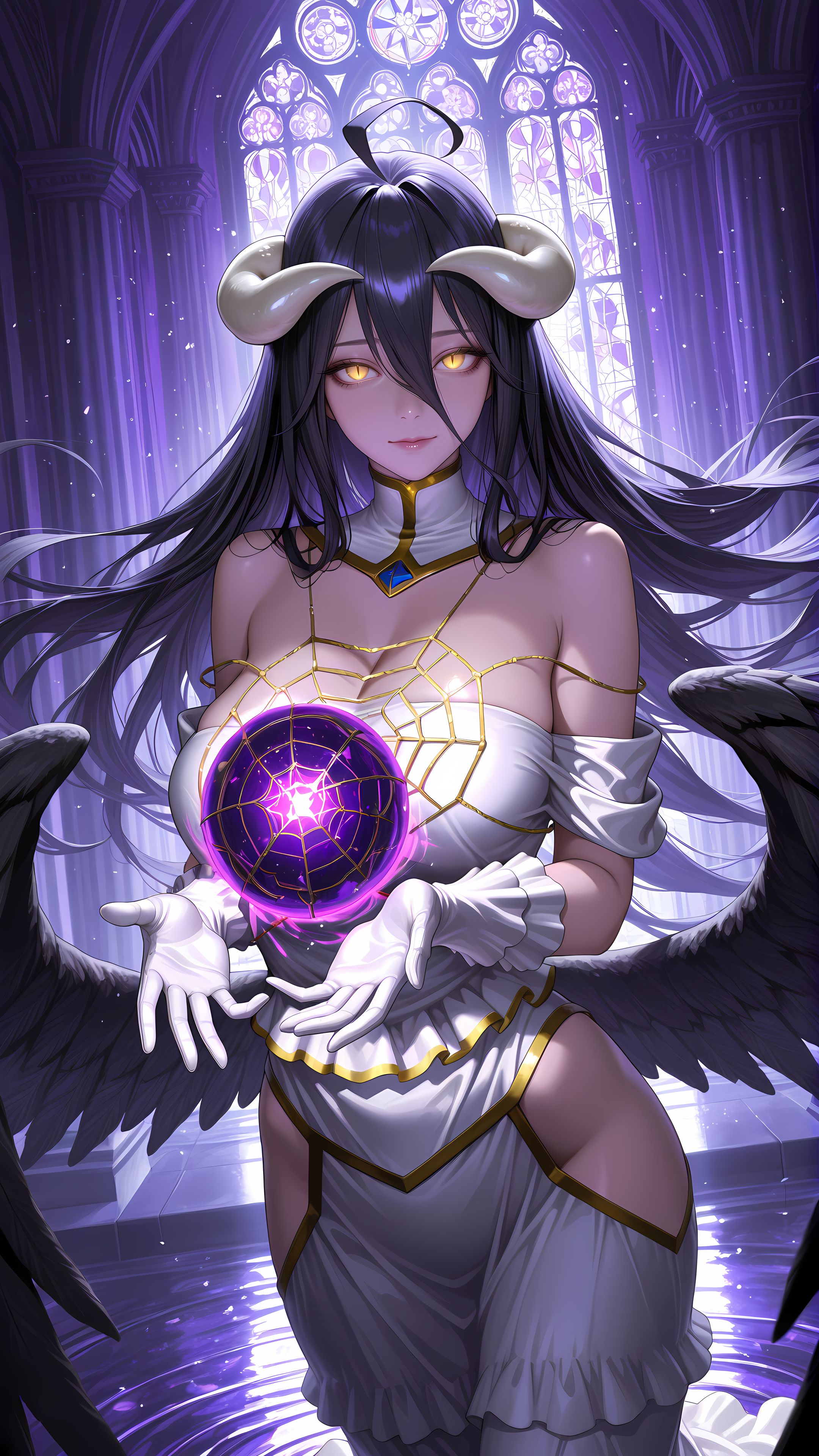 ai绘画 雅儿贝德 overload 魅魔 手机壁纸,第13张