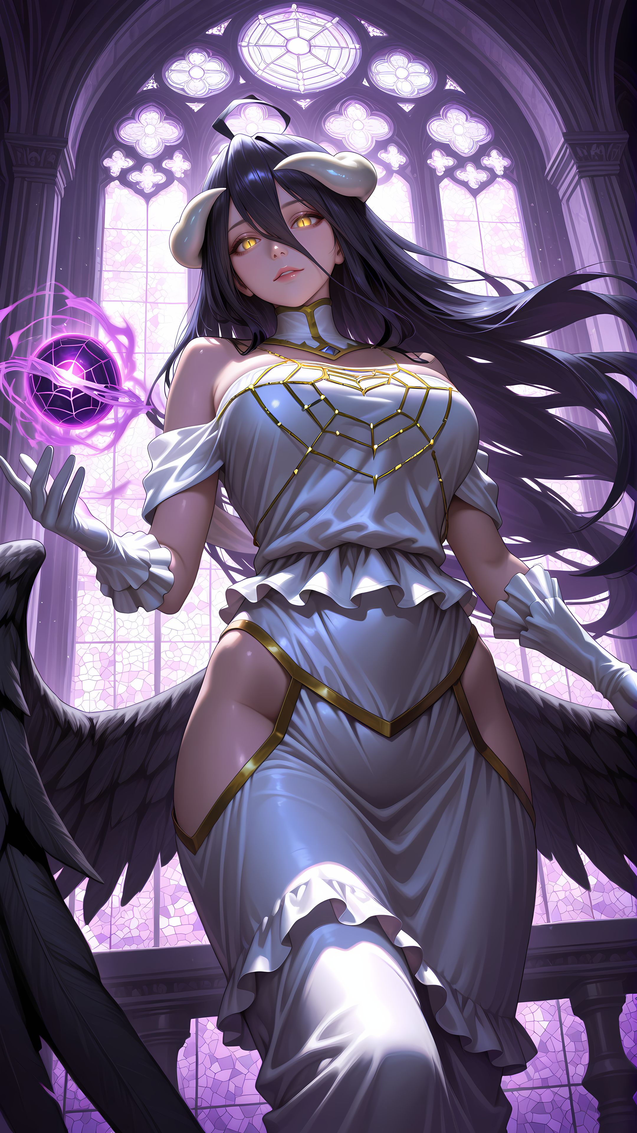 ai绘画 雅儿贝德 overload 魅魔 手机壁纸,第14张