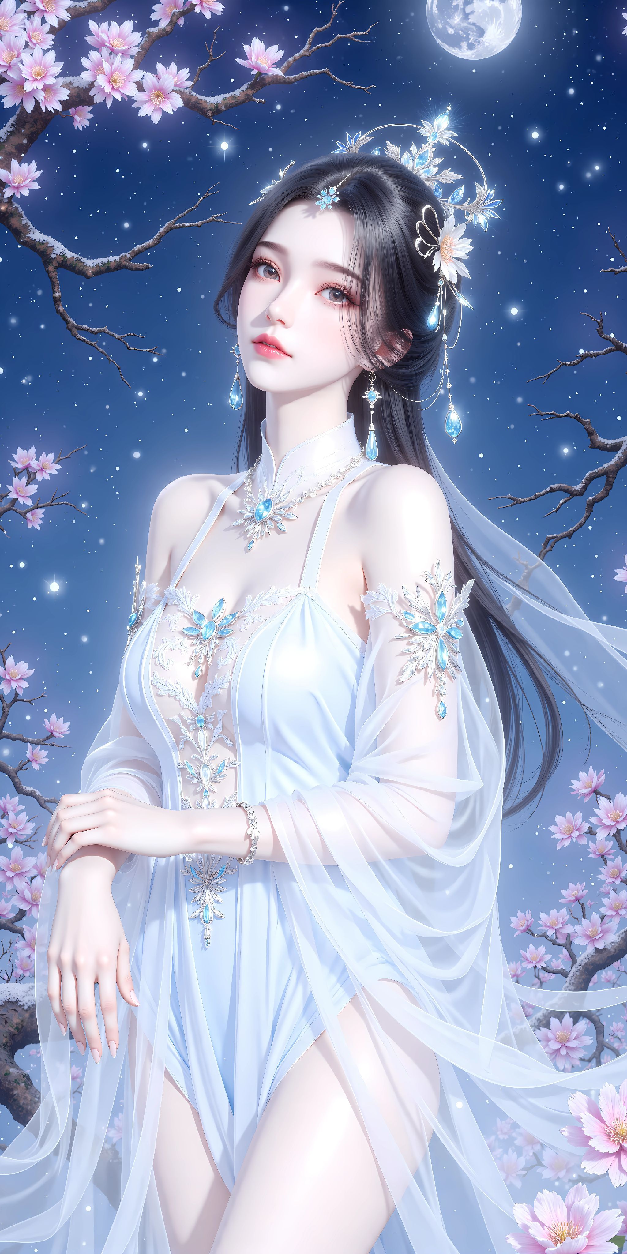 仙逆 国漫女神 美女 李慕婉月色下的温柔,第3张