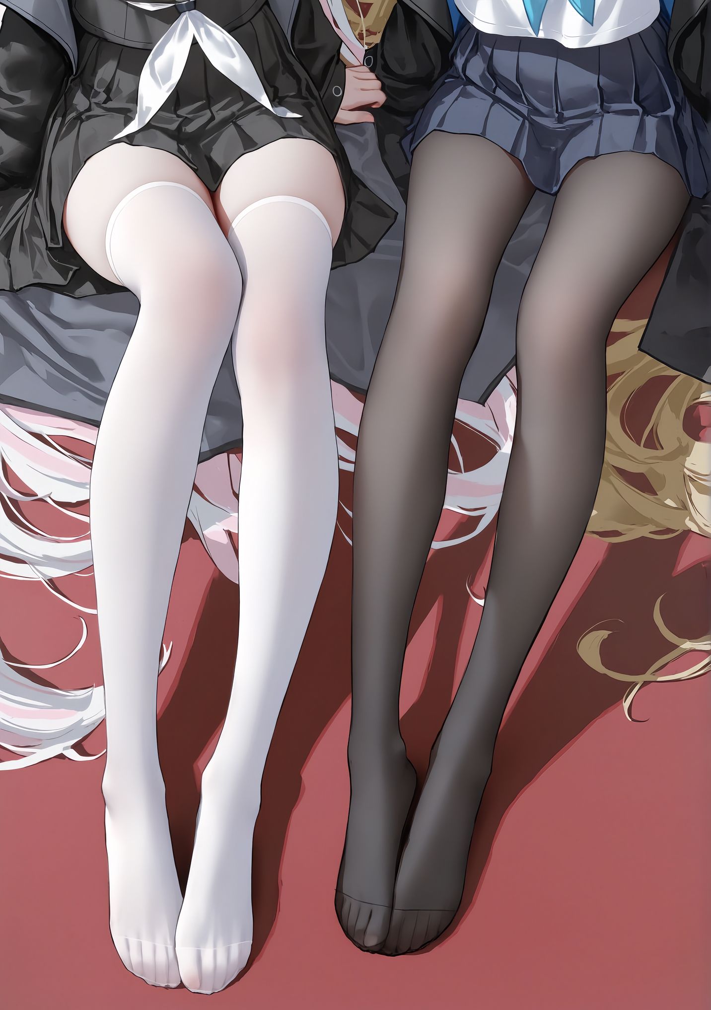 二次元图片壁纸 丝袜 大长腿 百褶裙,第2张