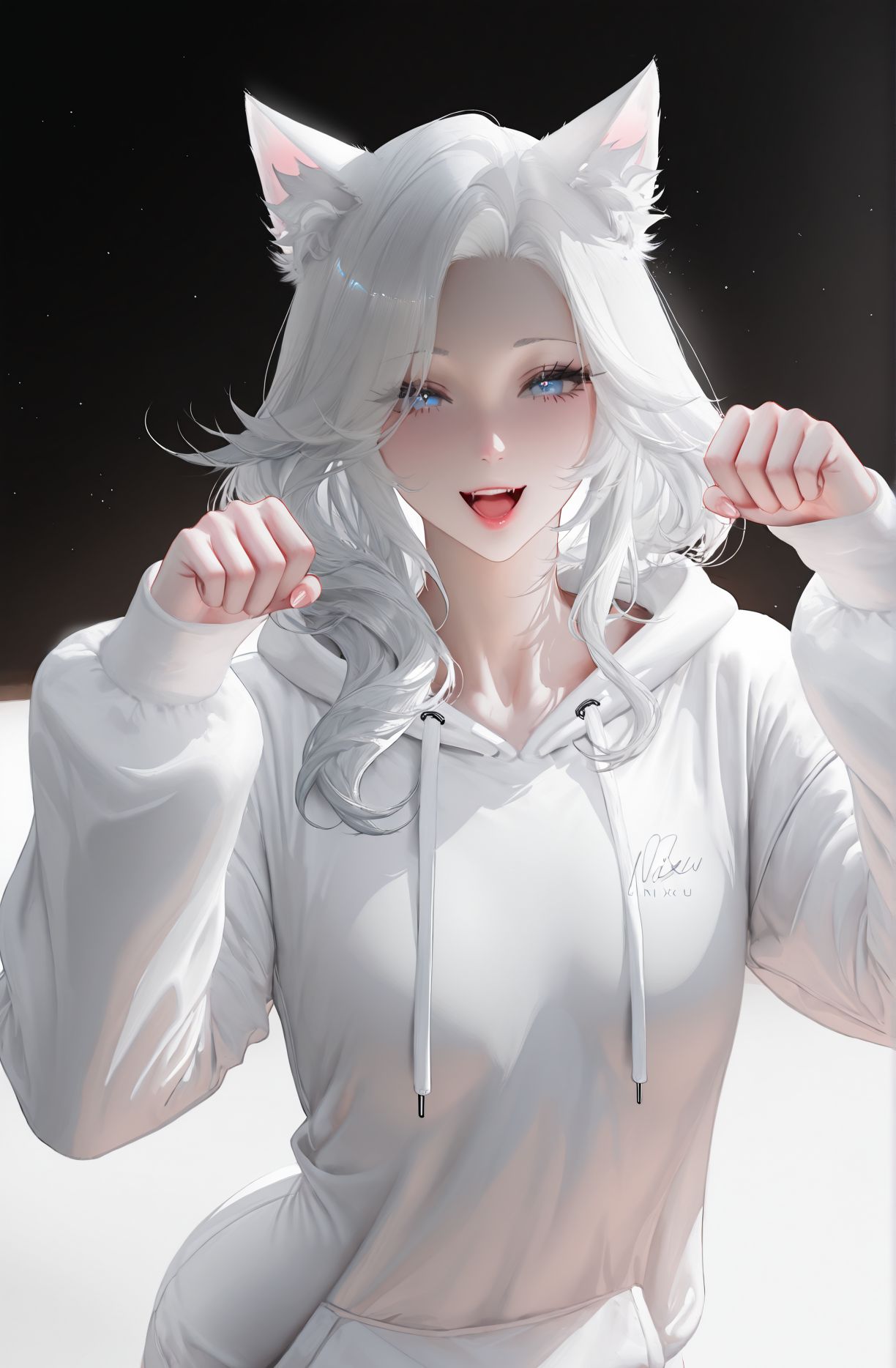 可爱活泼 猫娘：喵~。二次元 洁白,第2张