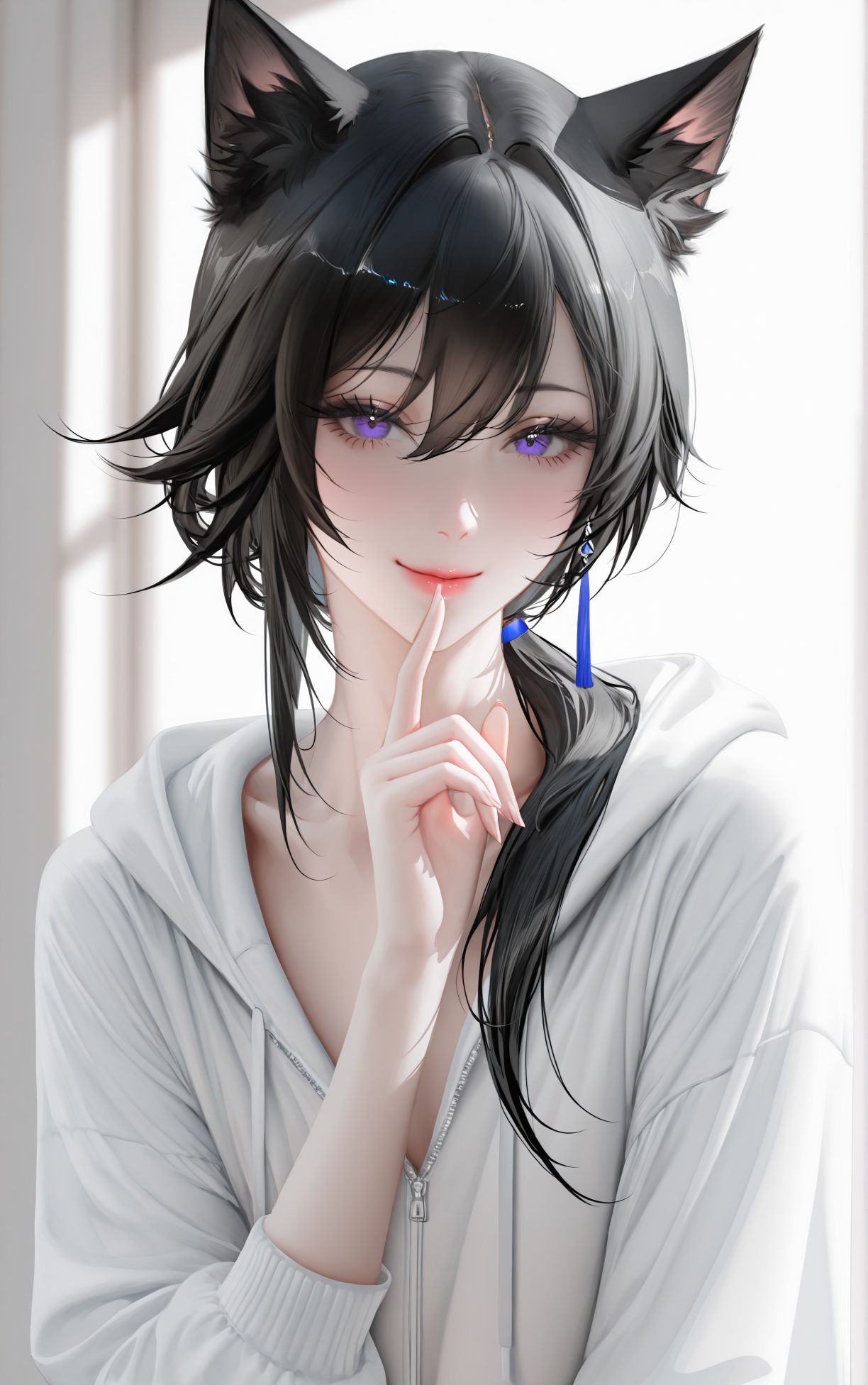 可爱活泼 猫娘：喵~。二次元 洁白,第4张