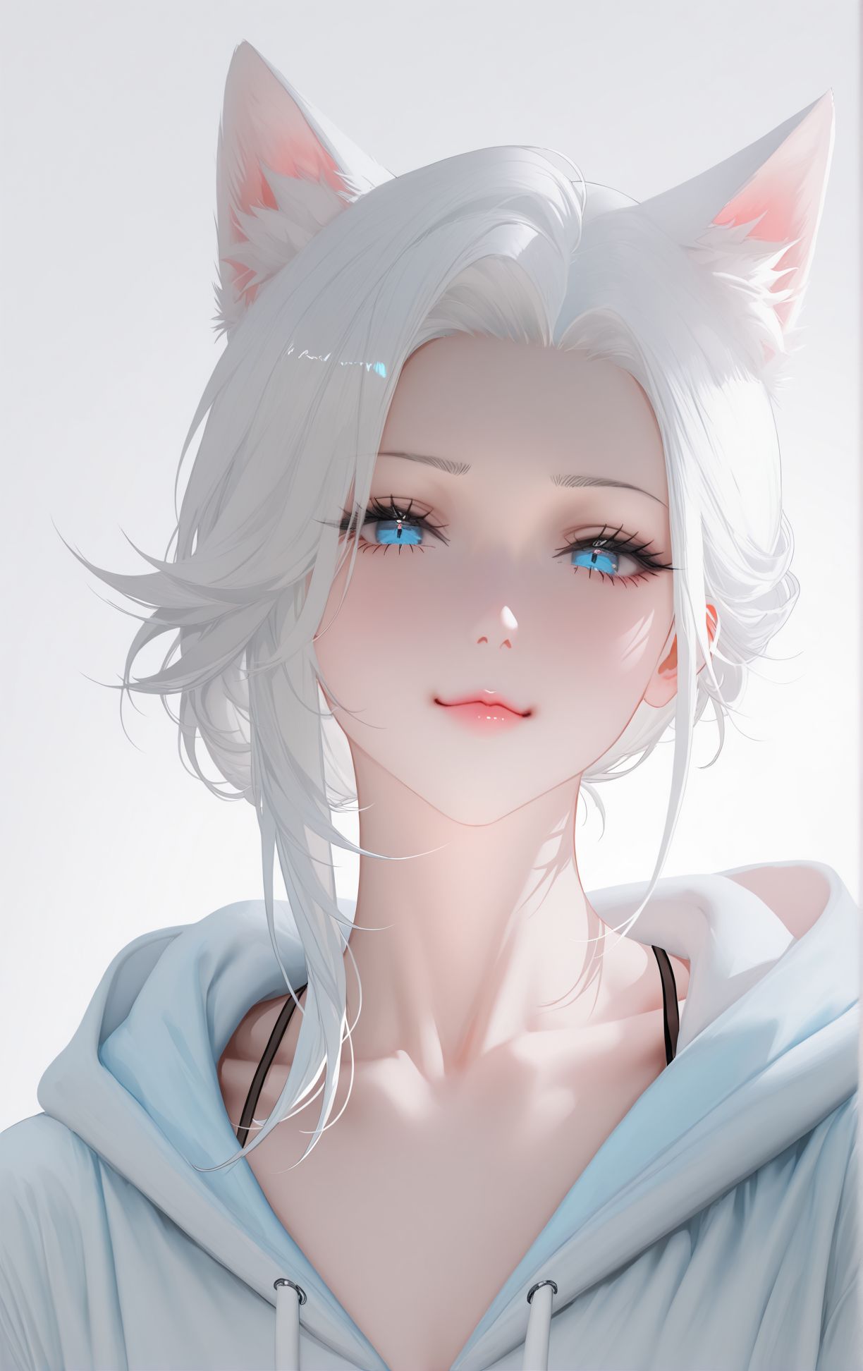 可爱活泼 猫娘：喵~。二次元 洁白,第5张