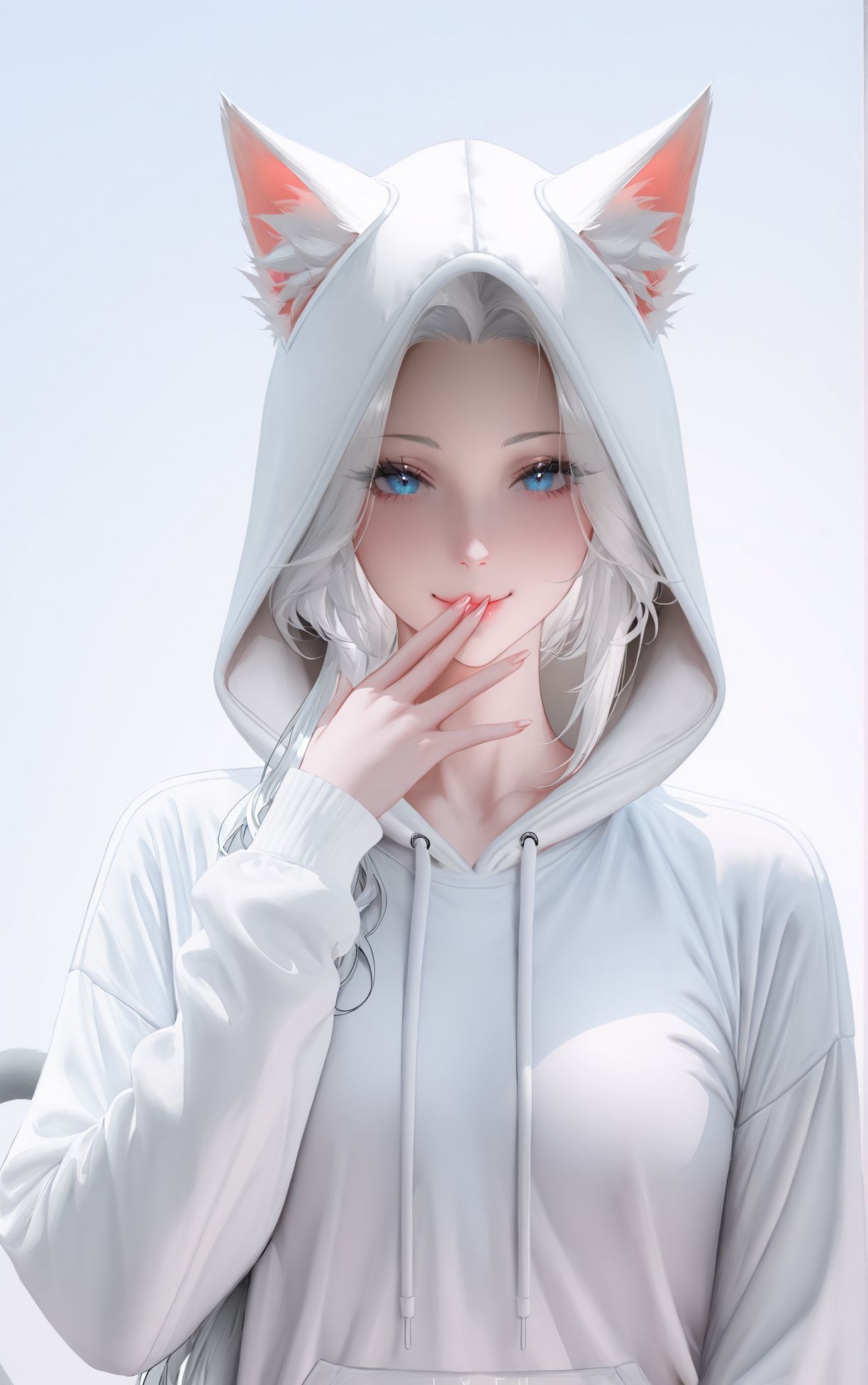 可爱活泼 猫娘：喵~。二次元 洁白,第3张