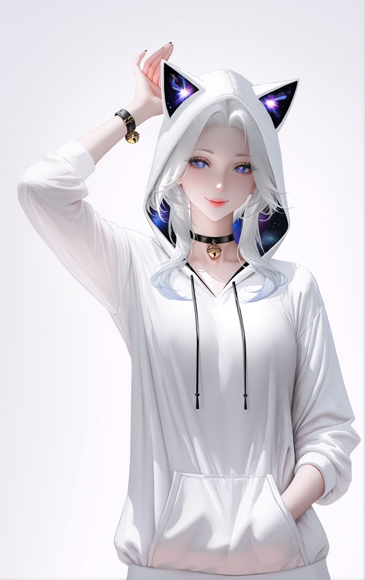 星空猫娘 二次元 白毛 精美 酷酷的,第3张