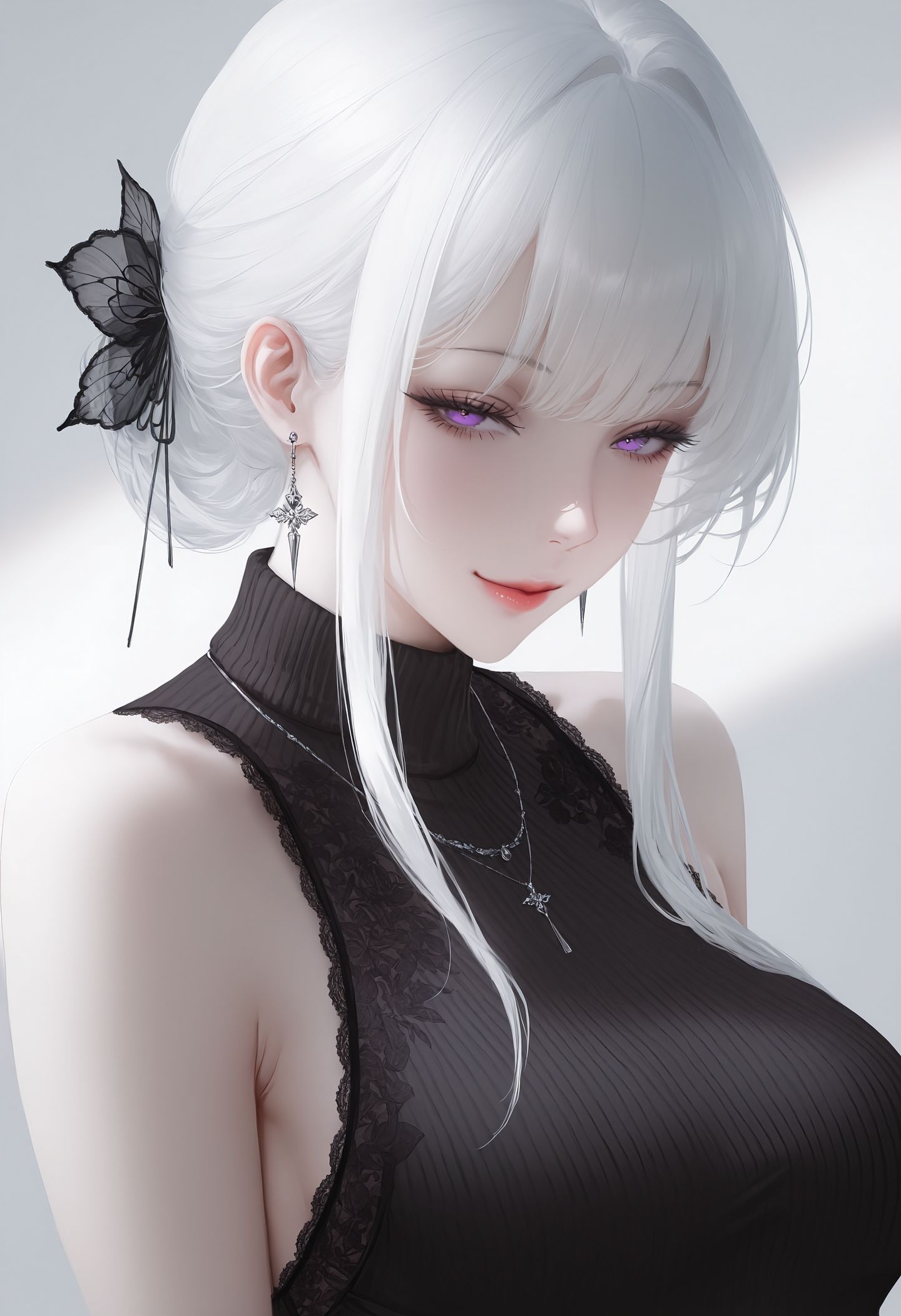 服装灵感 二次元 白毛 人妻穿搭 ai绘画生成,第1张