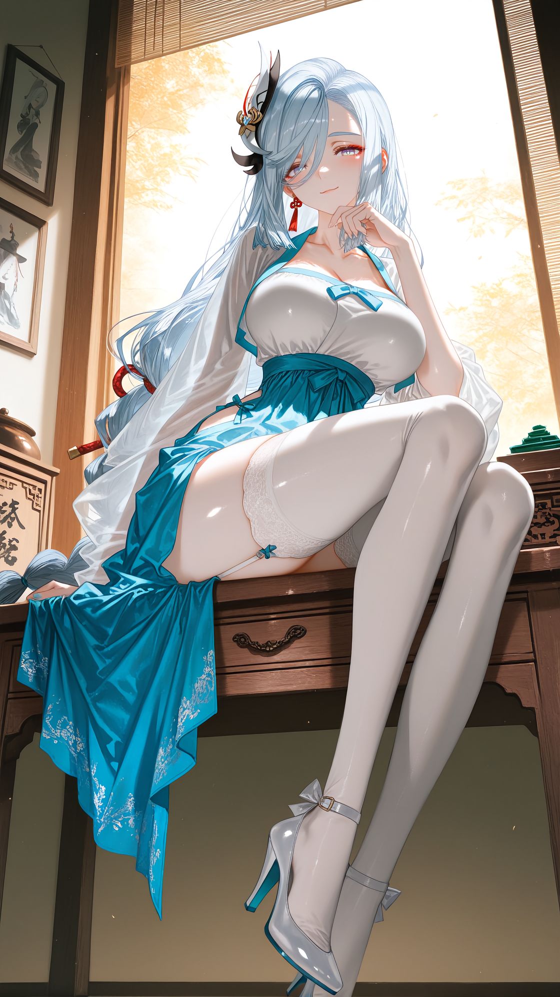 【申鹤 原神】游戏美图壁纸 高清图片 白丝吊带,第3张