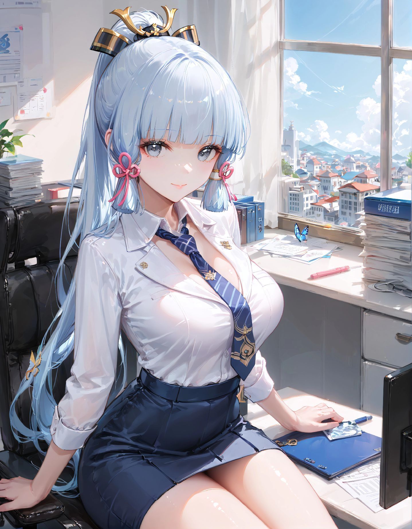 二次元女孩 【原神 神里绫华】职场 制服,第2张