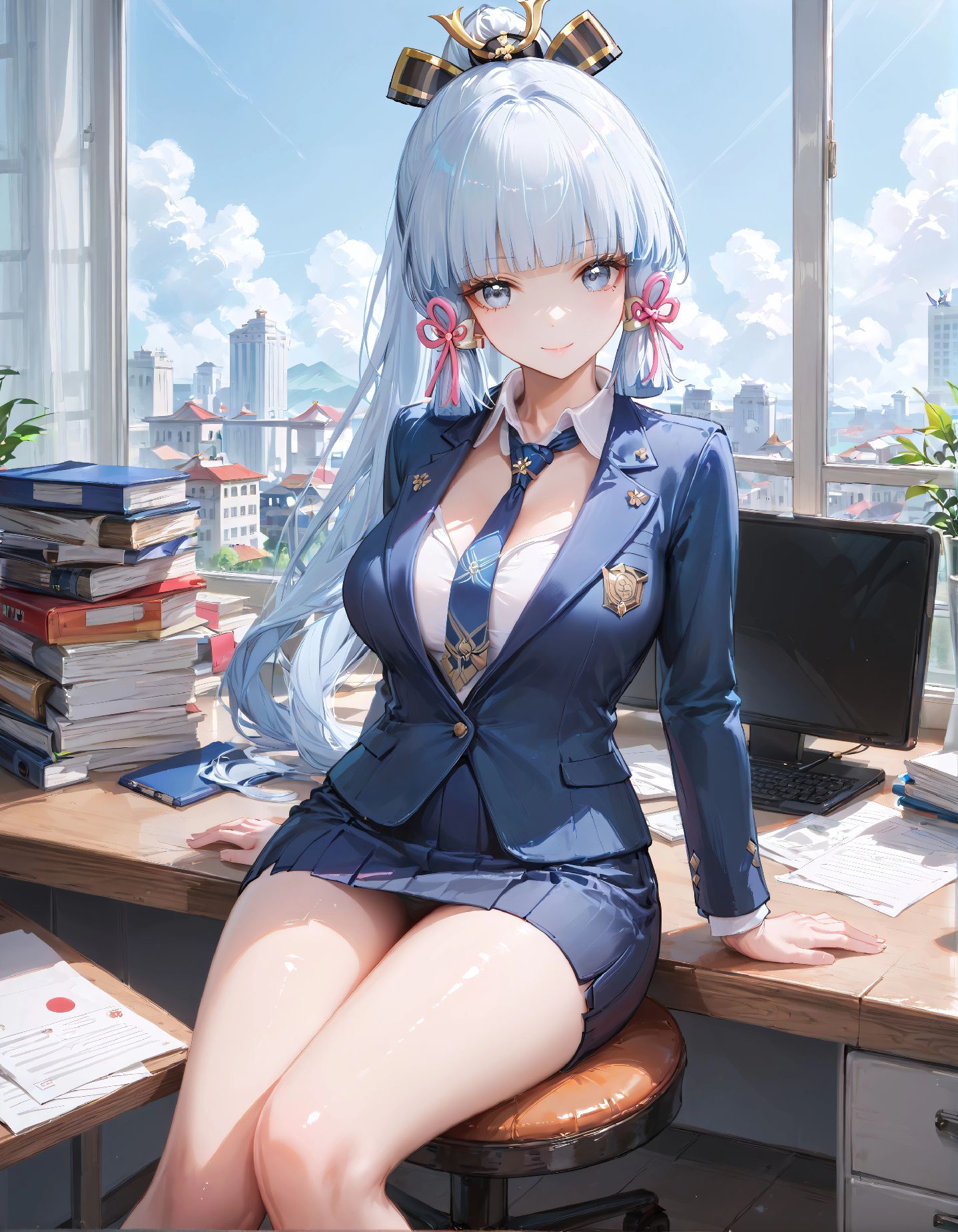 二次元女孩 【原神 神里绫华】职场 制服,第4张