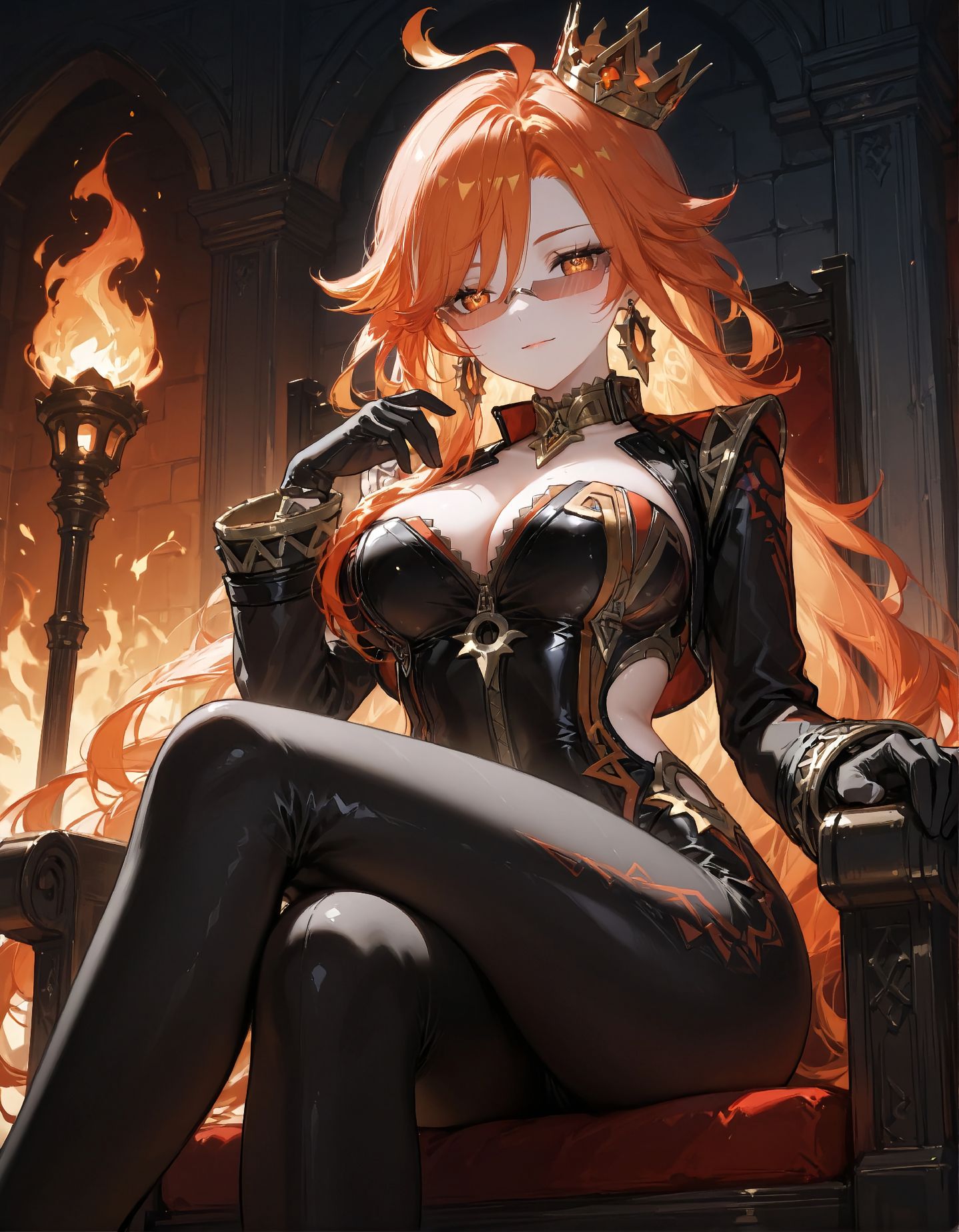 二次元美图 皮衣【原神 玛薇卡 火神】大长腿,第4张