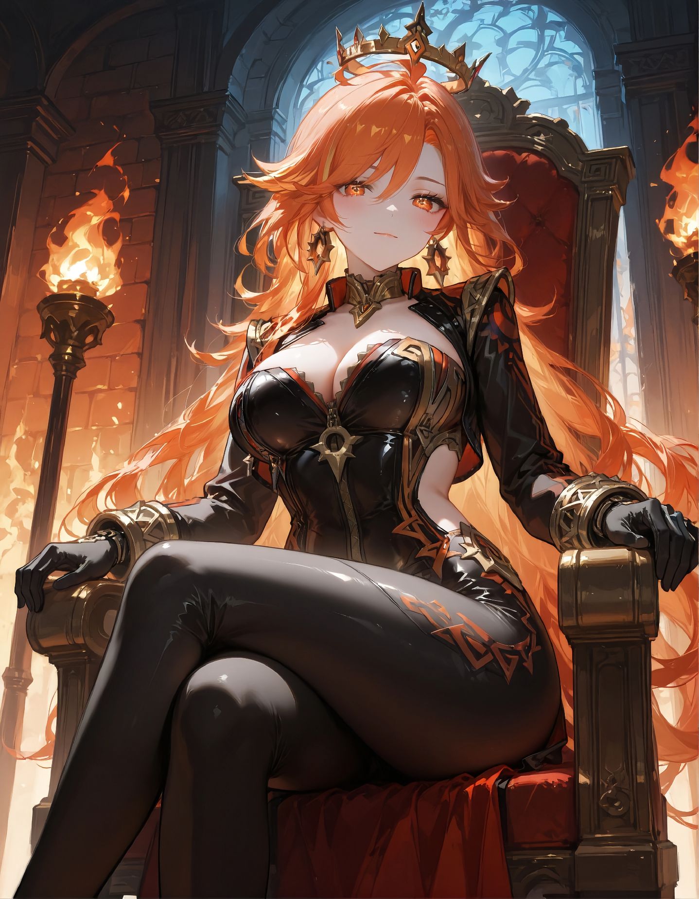 二次元美图 皮衣【原神 玛薇卡 火神】大长腿,第3张