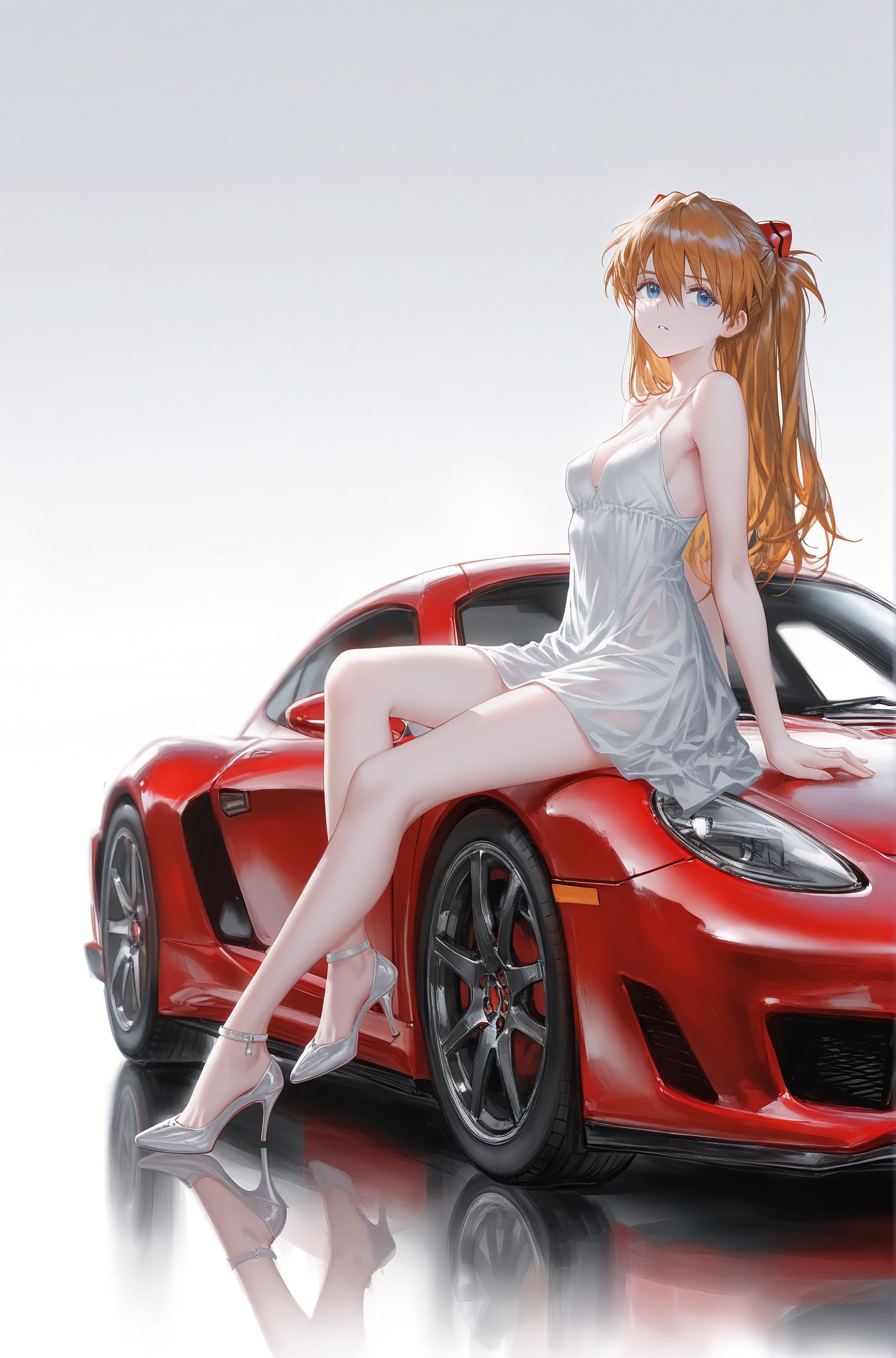 变装的明日香 新世纪福音战士 立绘 二次元少女 AI绘画,第1张