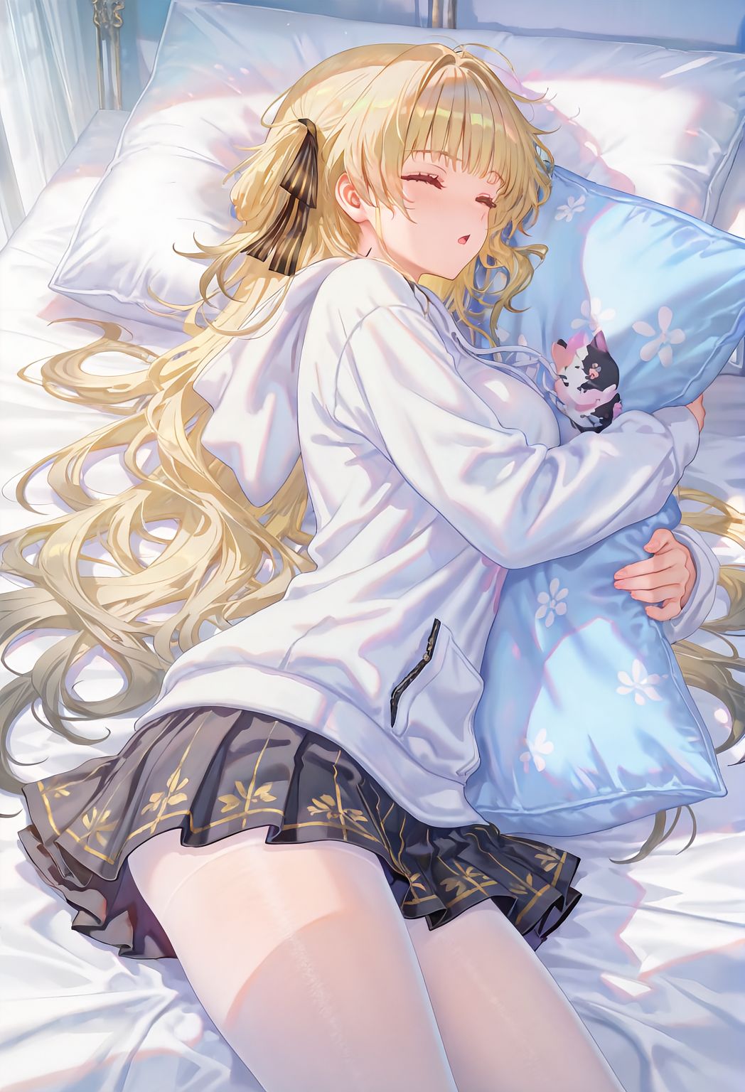 【鸣潮 菲比】抱枕睡觉 二次元游戏手机壁纸,第2张