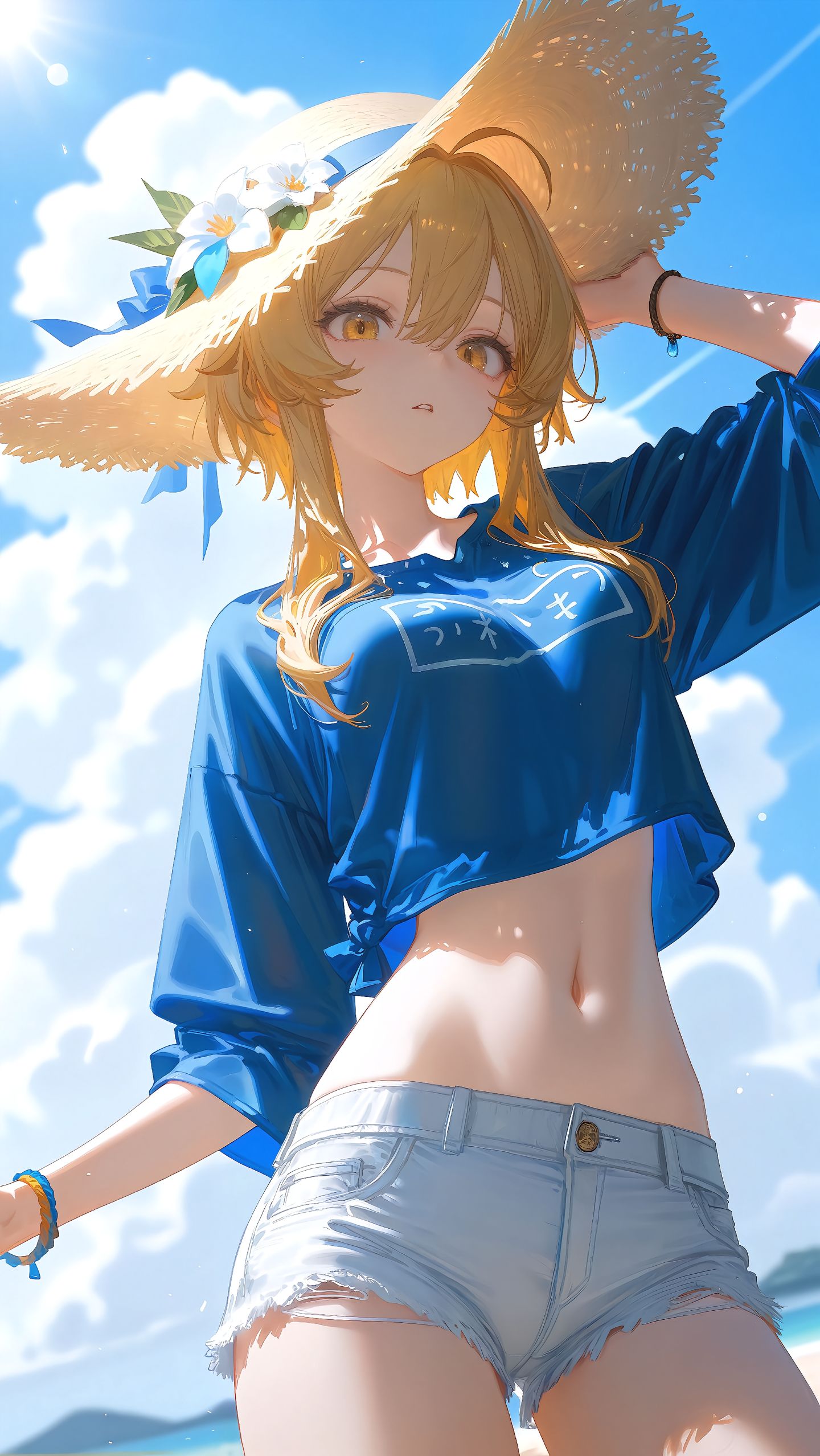 海边游玩 原神 申鹤 心海 刻晴 荧,第3张