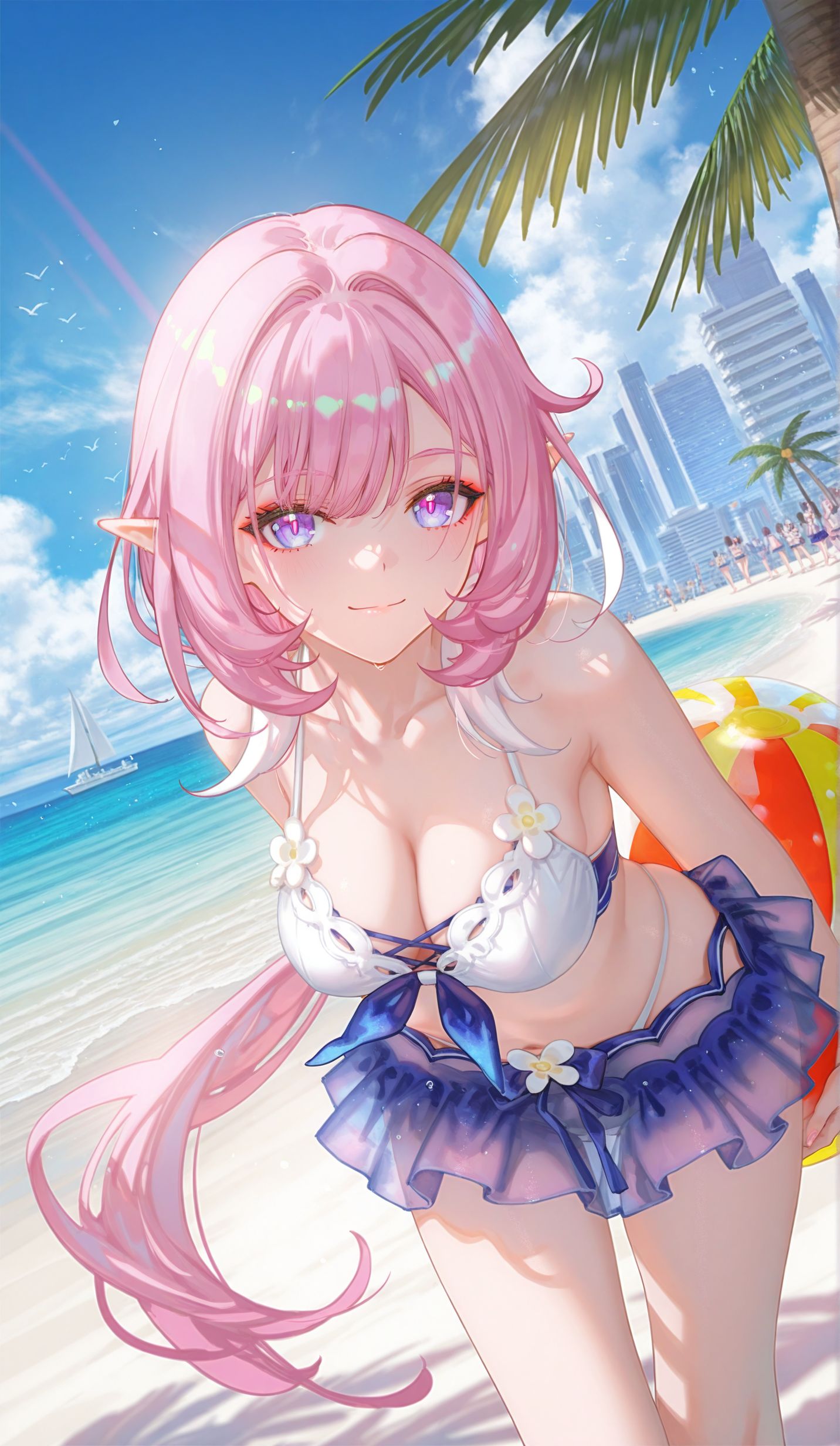 二次元 游戏 爱莉希雅 崩坏三 ai绘画 海边 沙滩,第2张