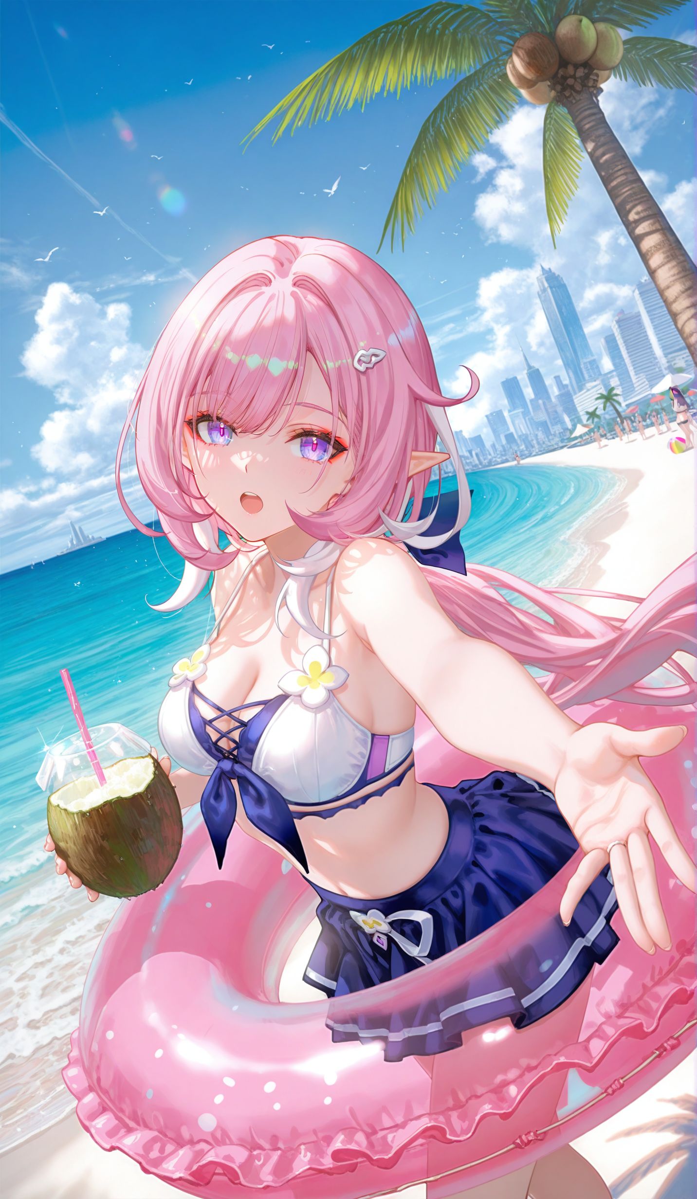 二次元 游戏 爱莉希雅 崩坏三 ai绘画 海边 沙滩,第3张