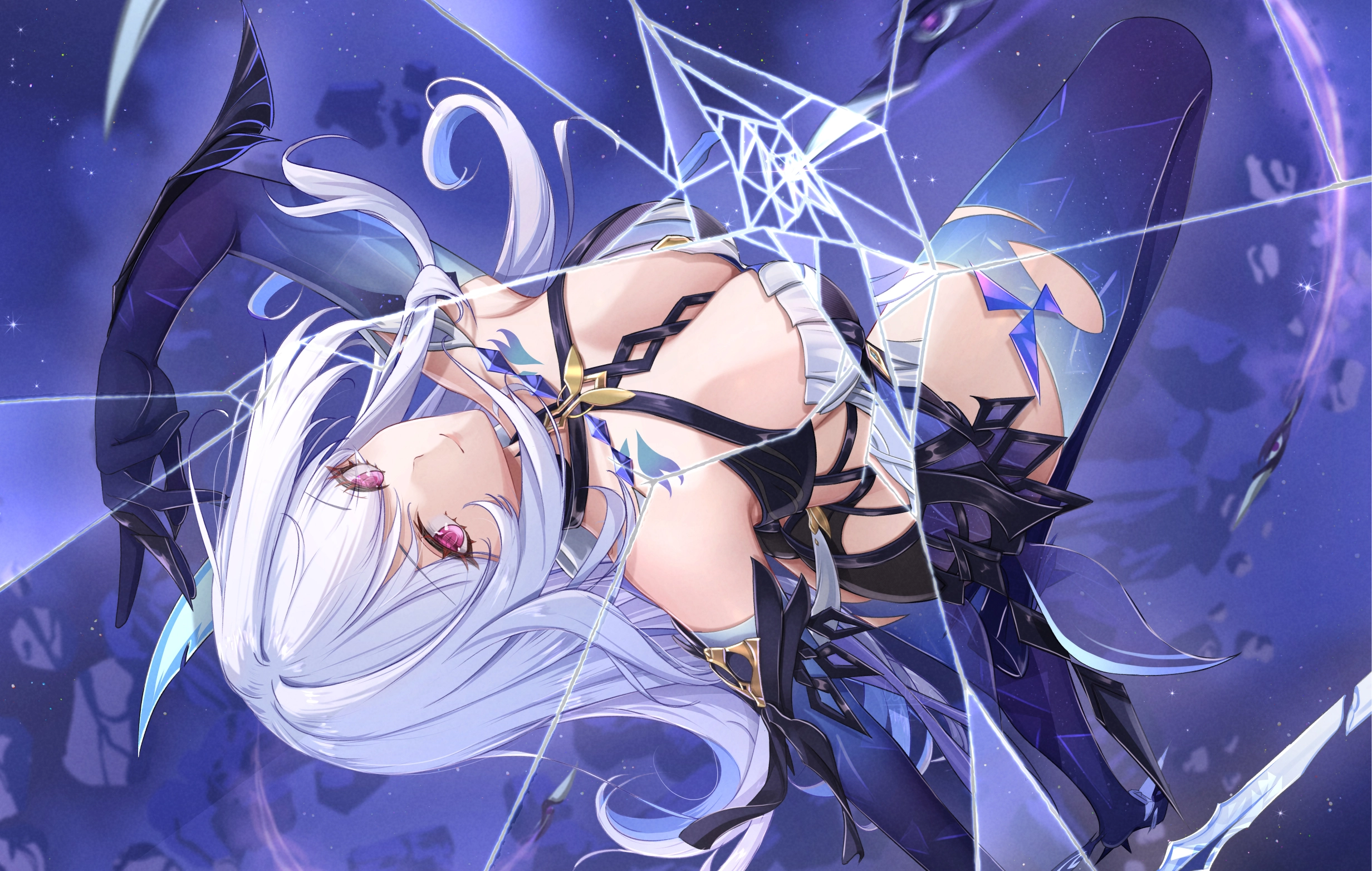 连衣裙 原神 灰发 长发 紫色眼睛,第1张