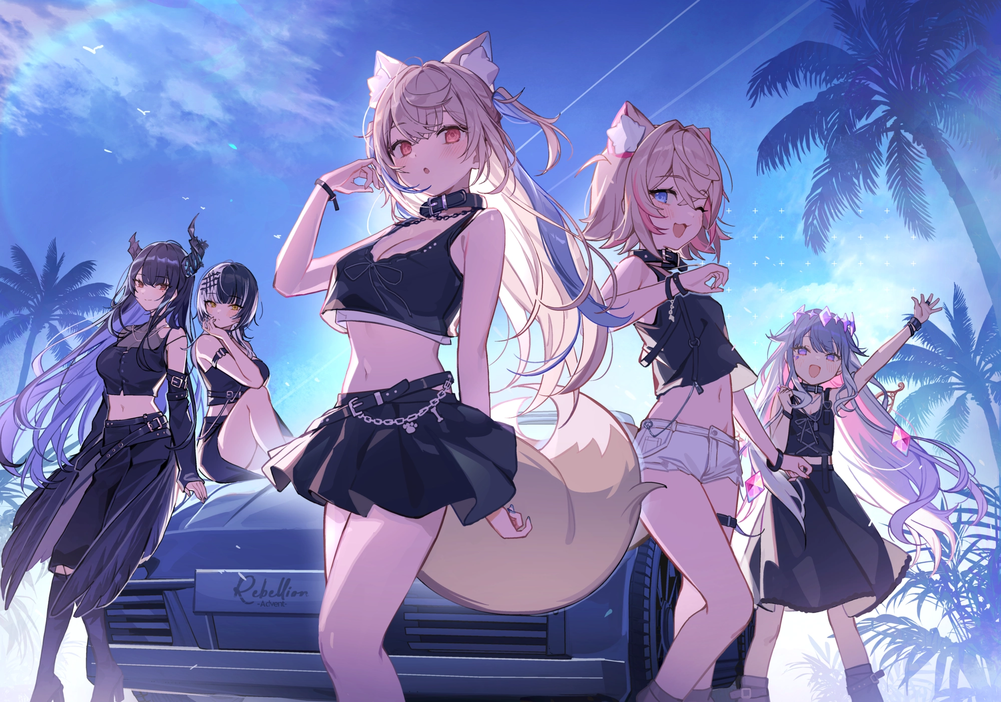 脸红 汽车 吊袜带 露营 短裤 裙子 天空 尾巴 树 翅膀 眨眼,第1张