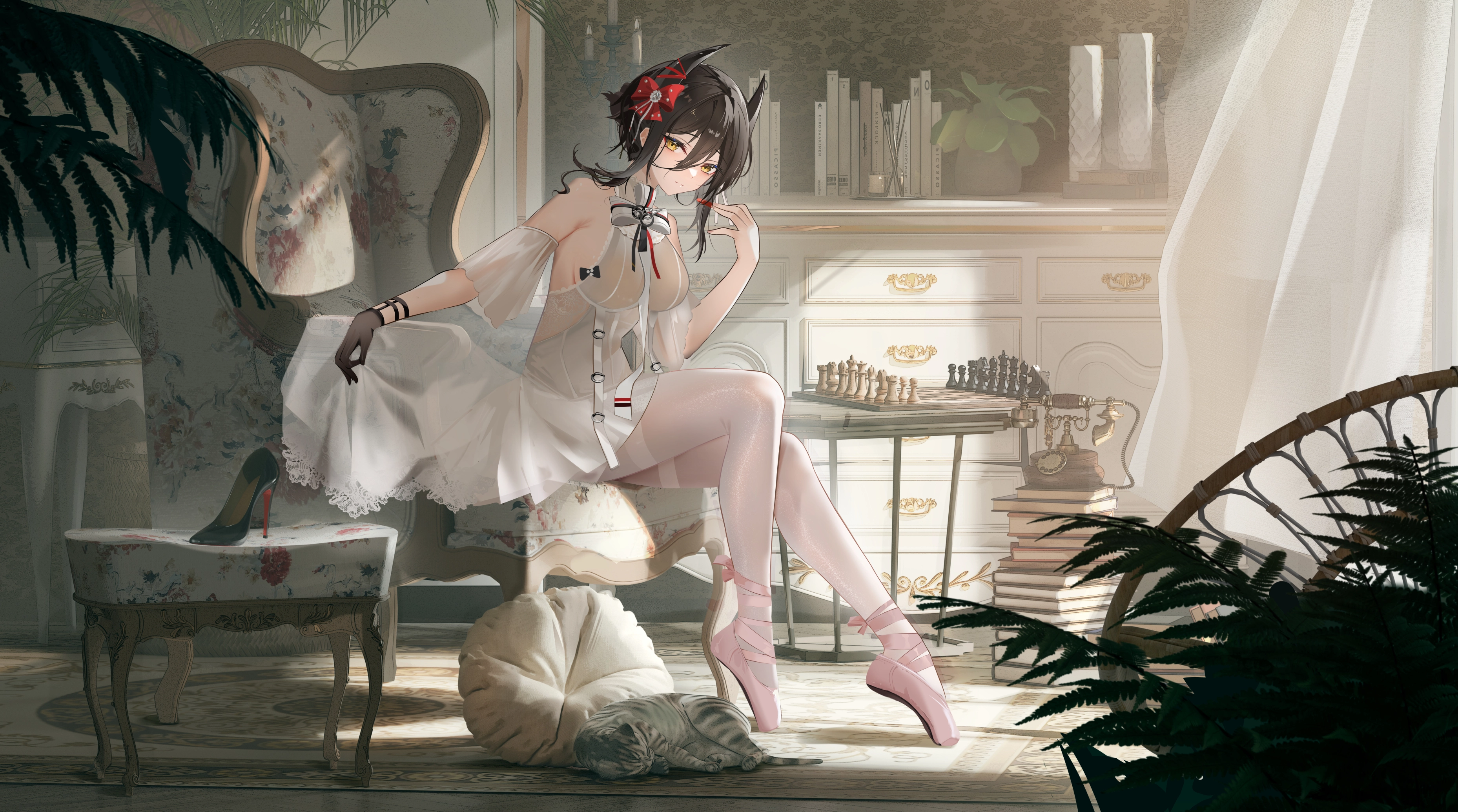 明日方舟 黑发 手套 短发 抬裙 黄眼,第1张