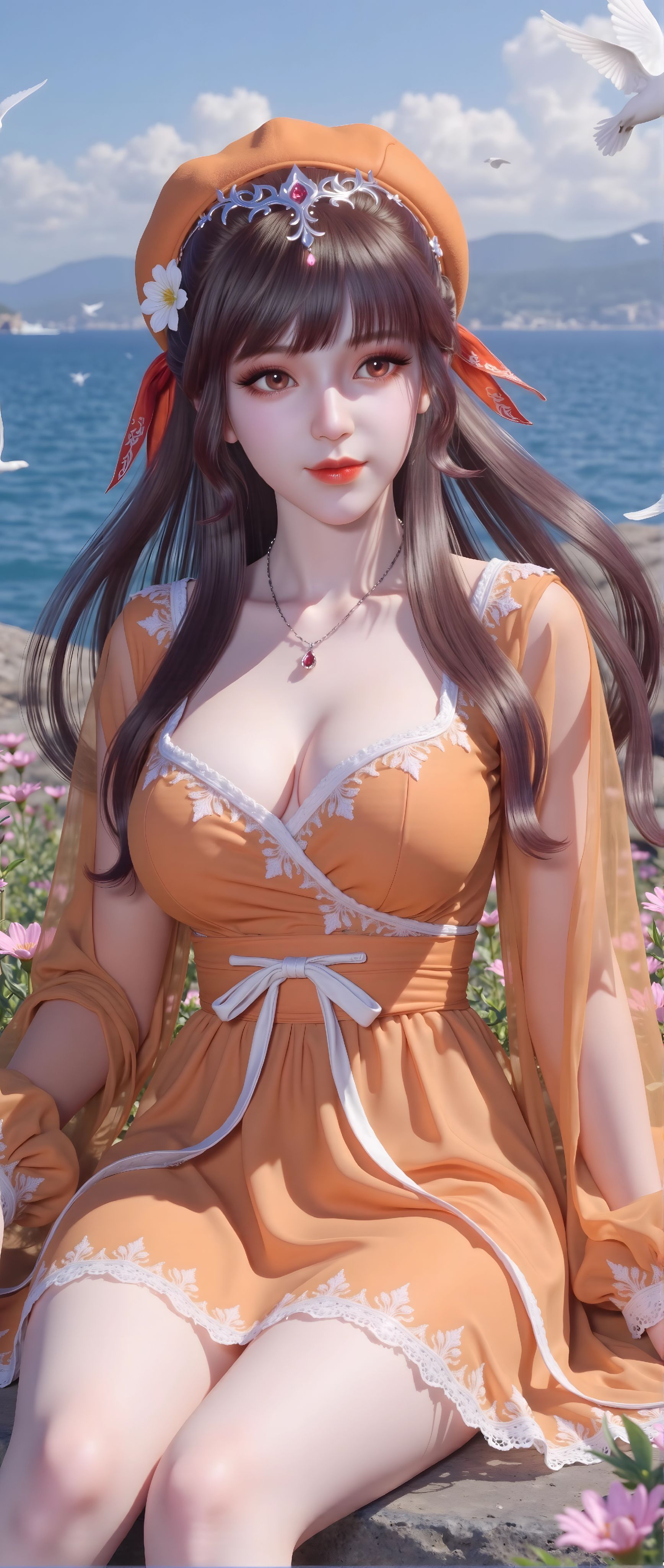 斗罗大陆 小舞 现代装扮 海边 花海,第1张