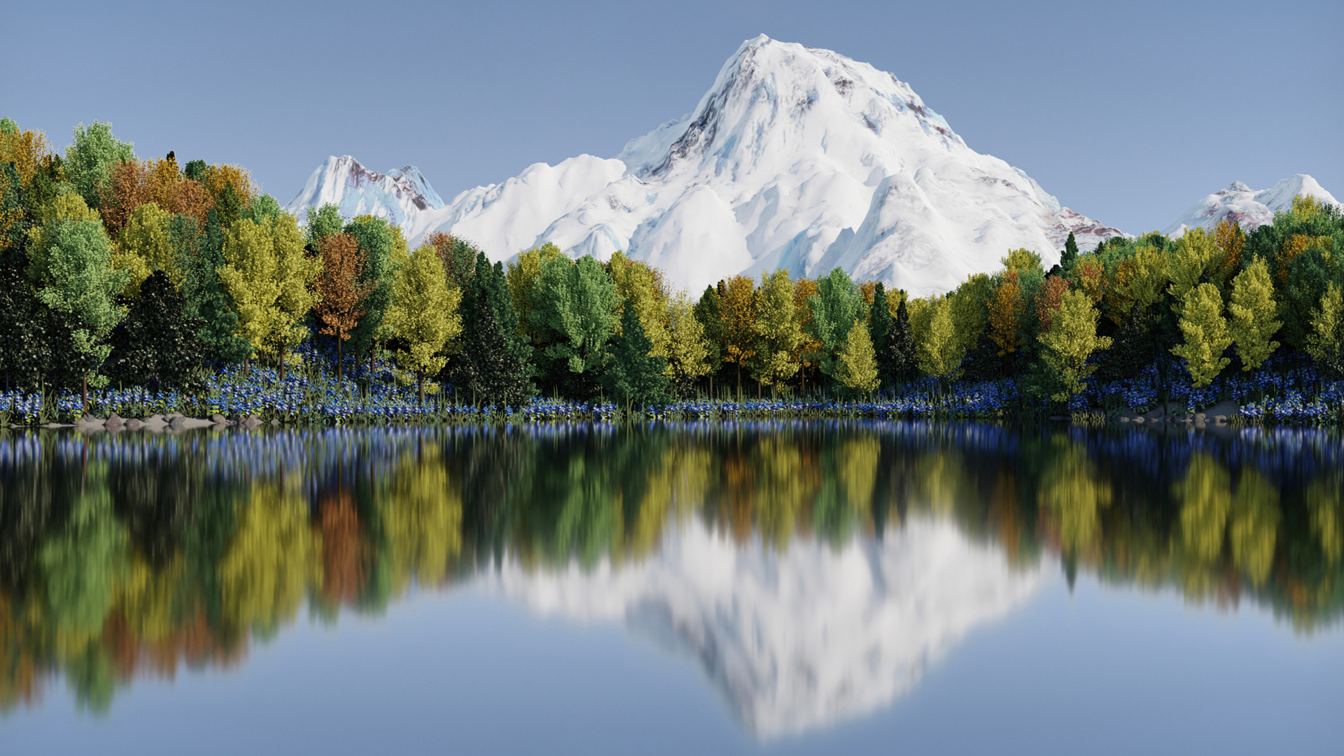 荣耀Magic V2 雪山 湖水倒影风景壁纸,第1张