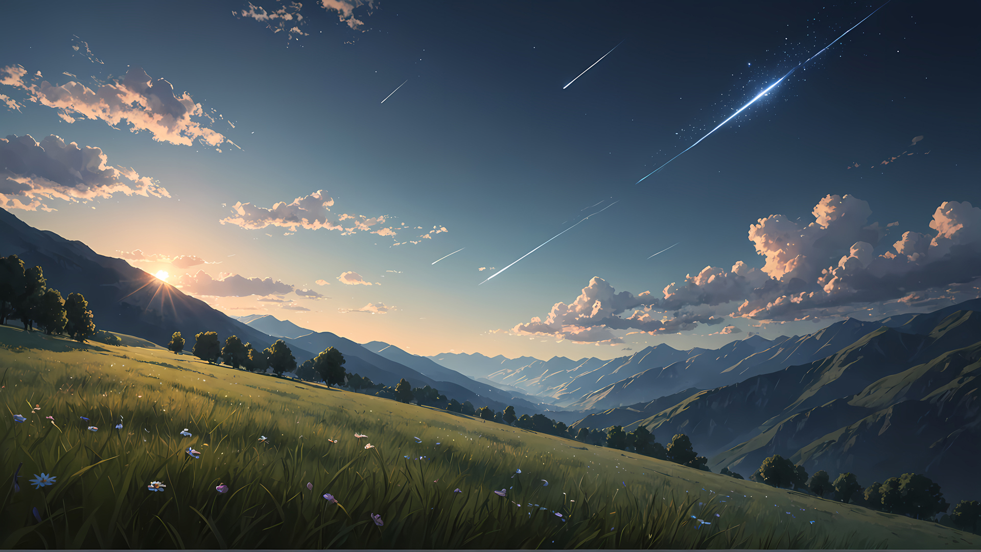 草原流星风景桌面壁纸,第1张