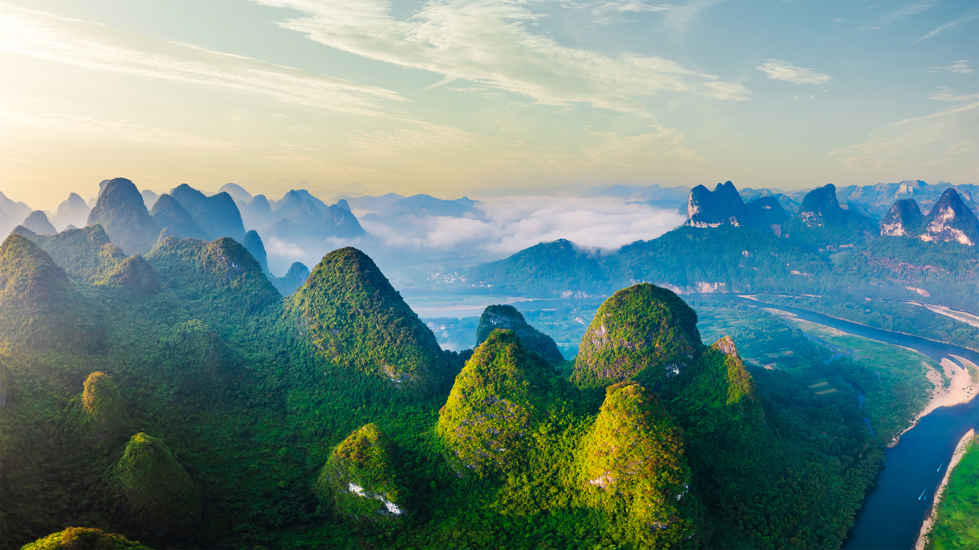 桂林喀斯特山脉风景桌面壁纸,第1张