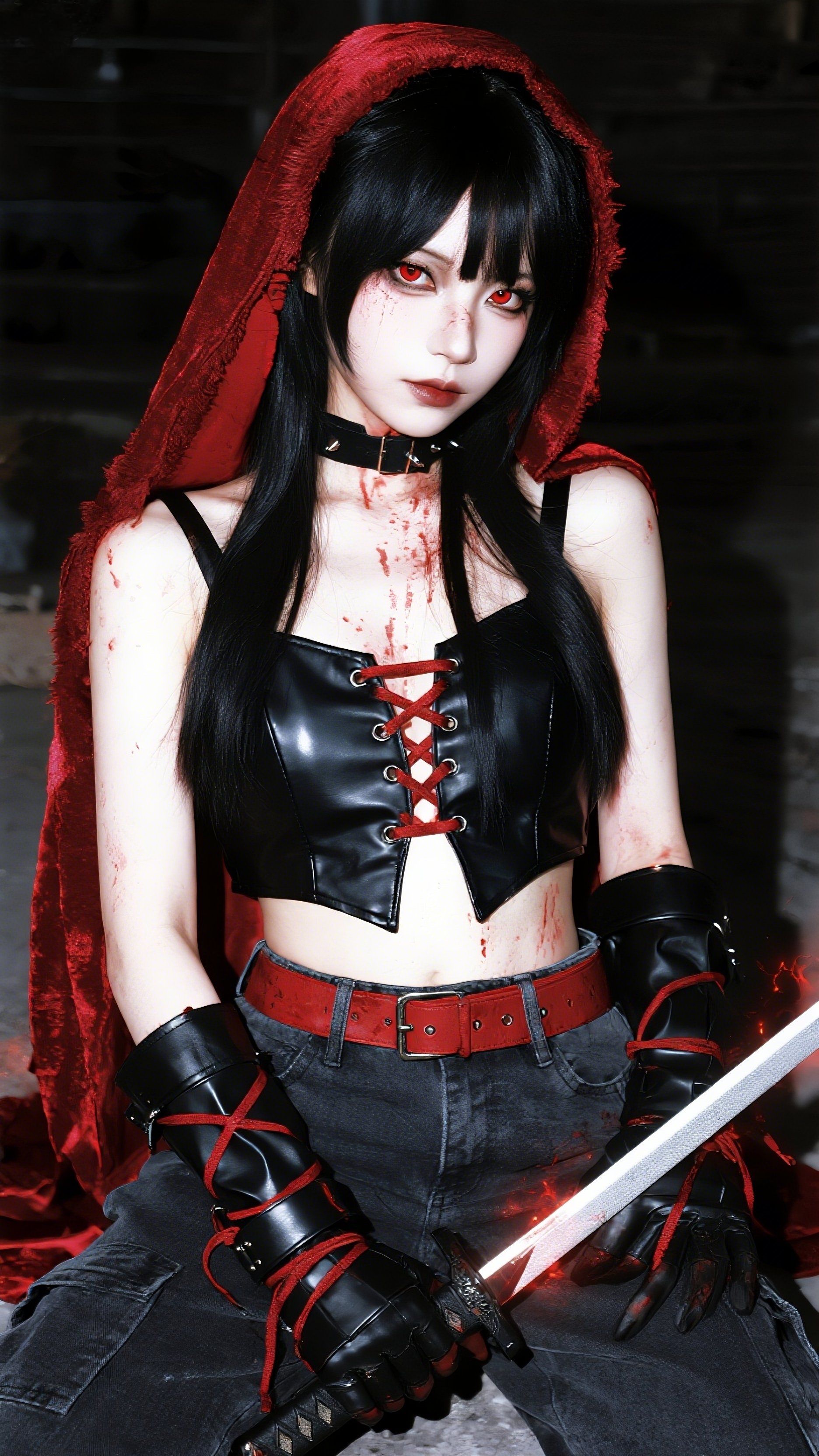 小红帽 cosplay美女 壁纸 背景图 怪诞美学 ai绘画,第1张 小红帽 cosplay美女 壁纸 背景图 怪诞美学 ai绘画,第1张