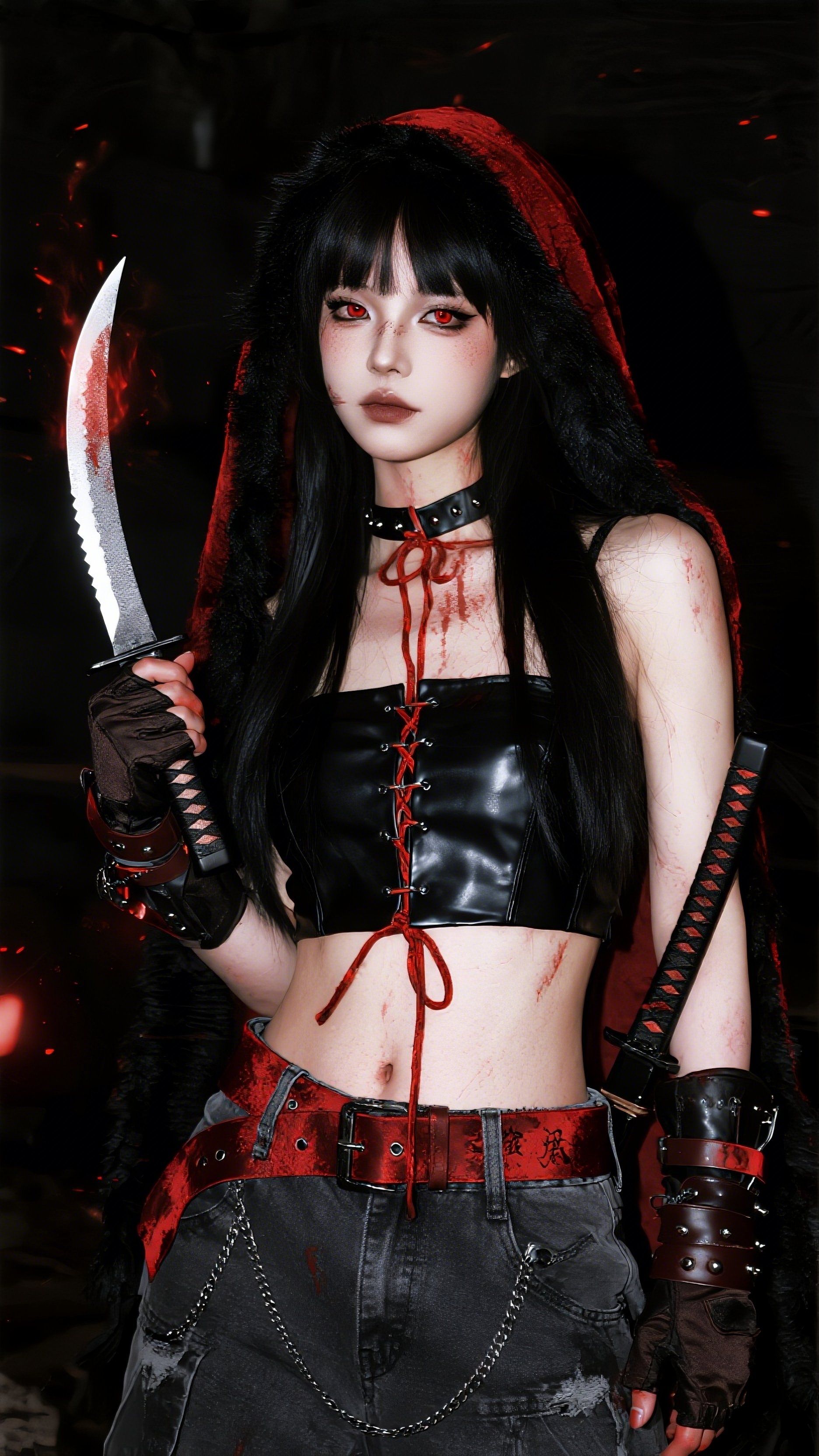 小红帽 cosplay美女 壁纸 背景图 怪诞美学 ai绘画,第2张 小红帽 cosplay美女 壁纸 背景图 怪诞美学 ai绘画,第2张