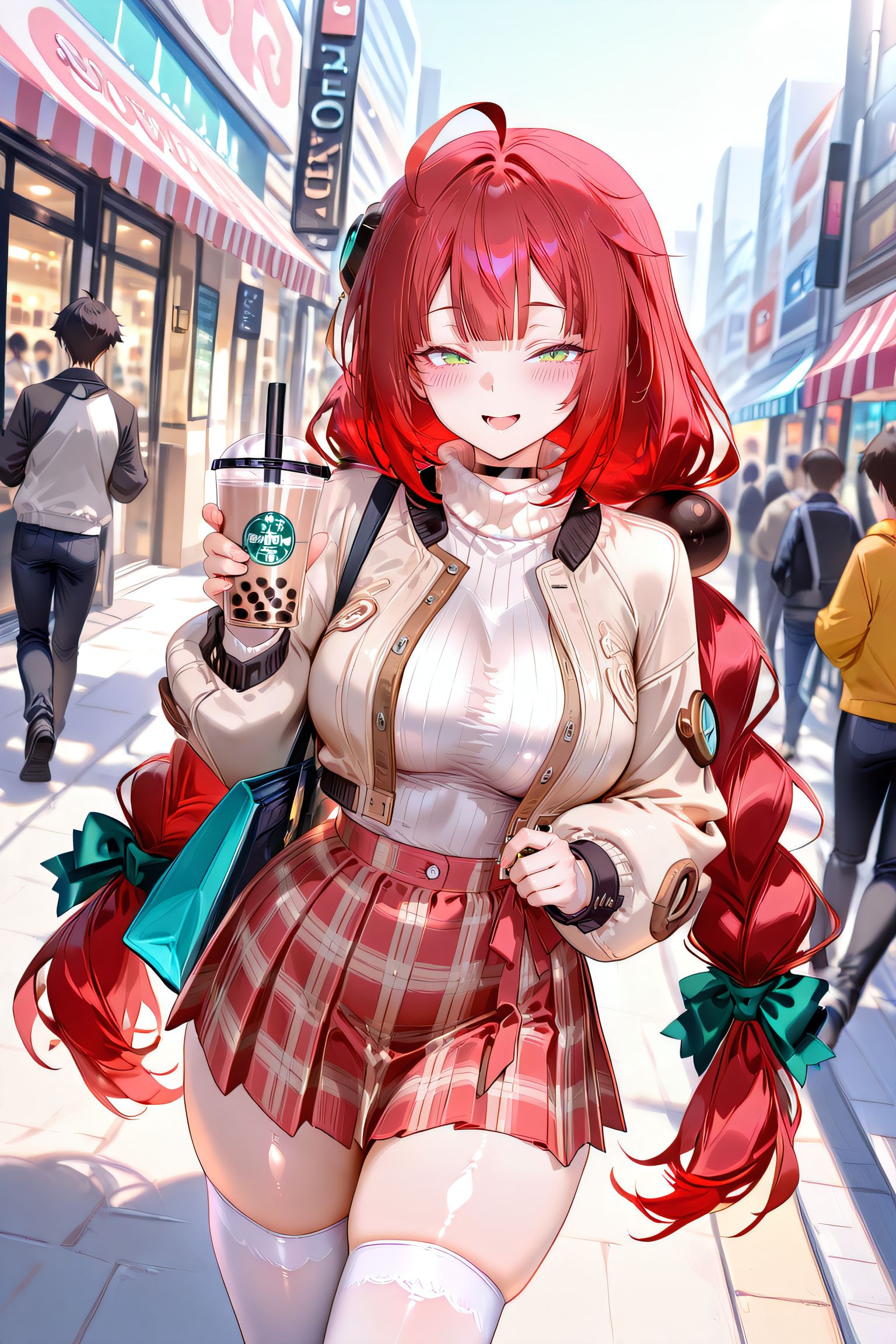 二次元游戏绝区零 美女 JK裙子 白丝袜,第1张