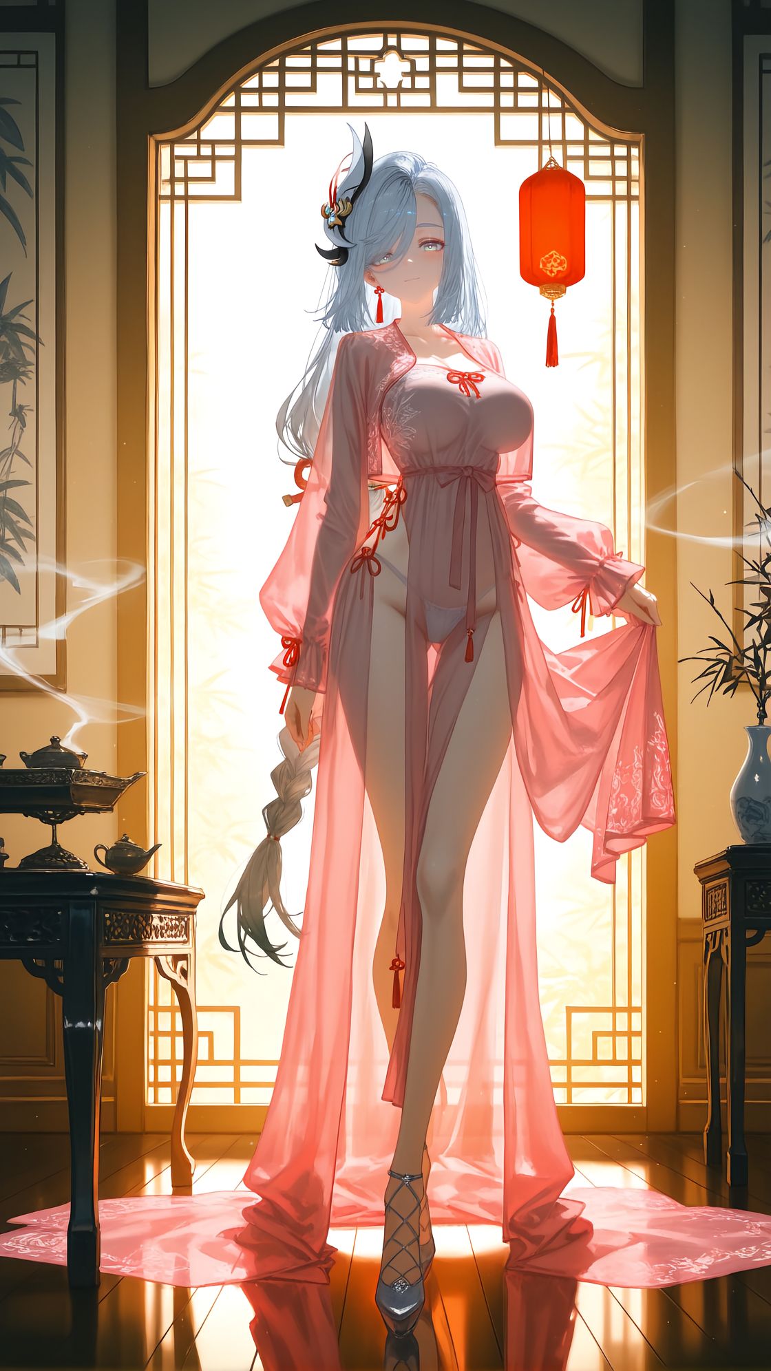 古风旗袍 申鹤 原神 大长腿 美腿壁纸,第1张