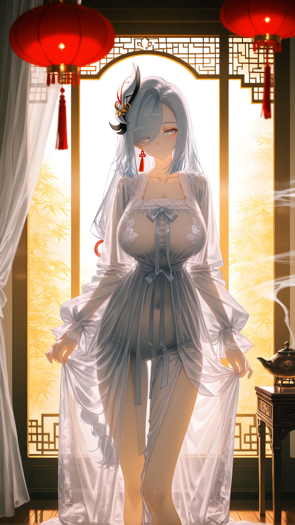 古风旗袍 申鹤 原神 大长腿 美腿壁纸,第2张