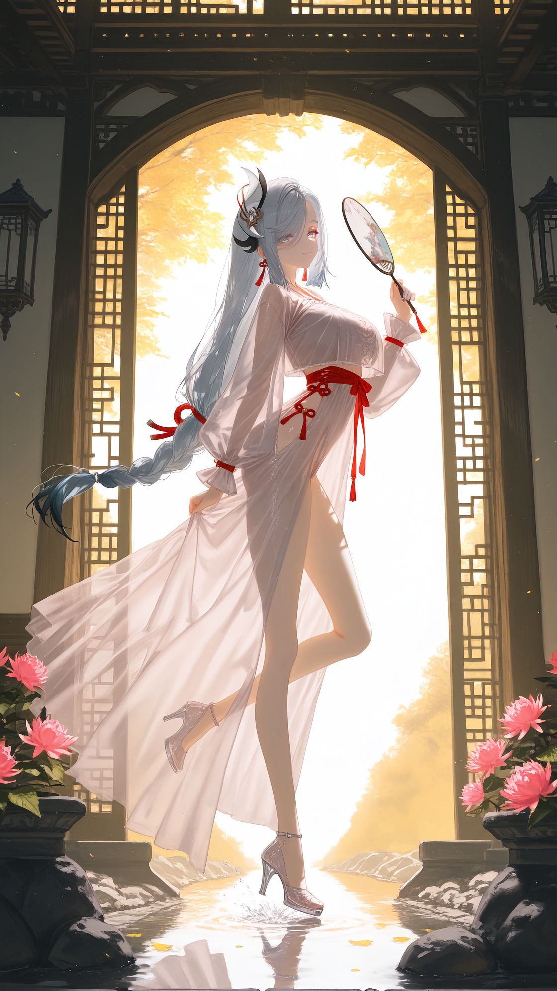 古风旗袍 申鹤 原神 大长腿 美腿壁纸,第3张