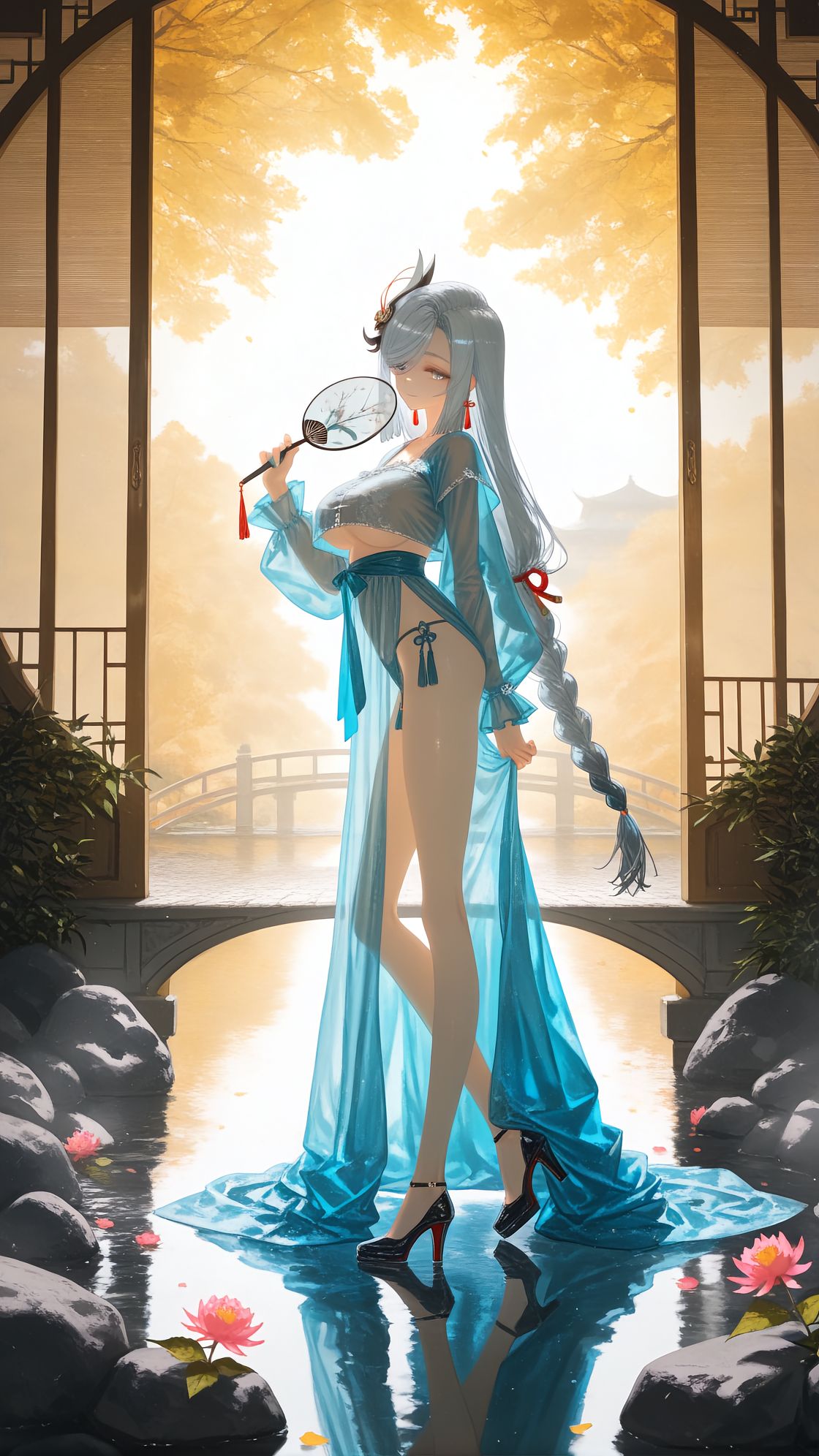 古风旗袍 申鹤 原神 大长腿 美腿壁纸,第5张