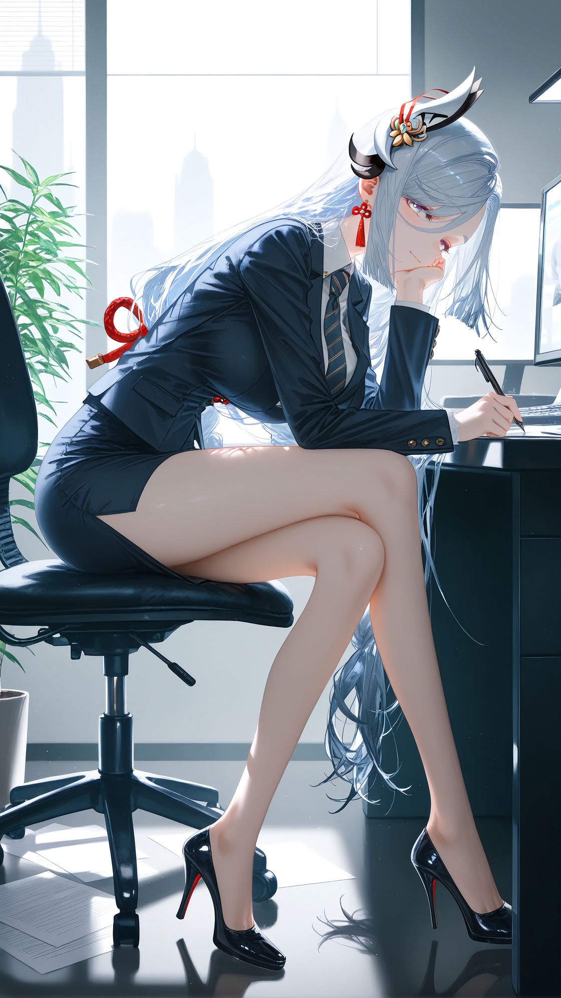 优秀职工申鹤壁纸 热门推荐 原神 大长腿 美腿,第6张
