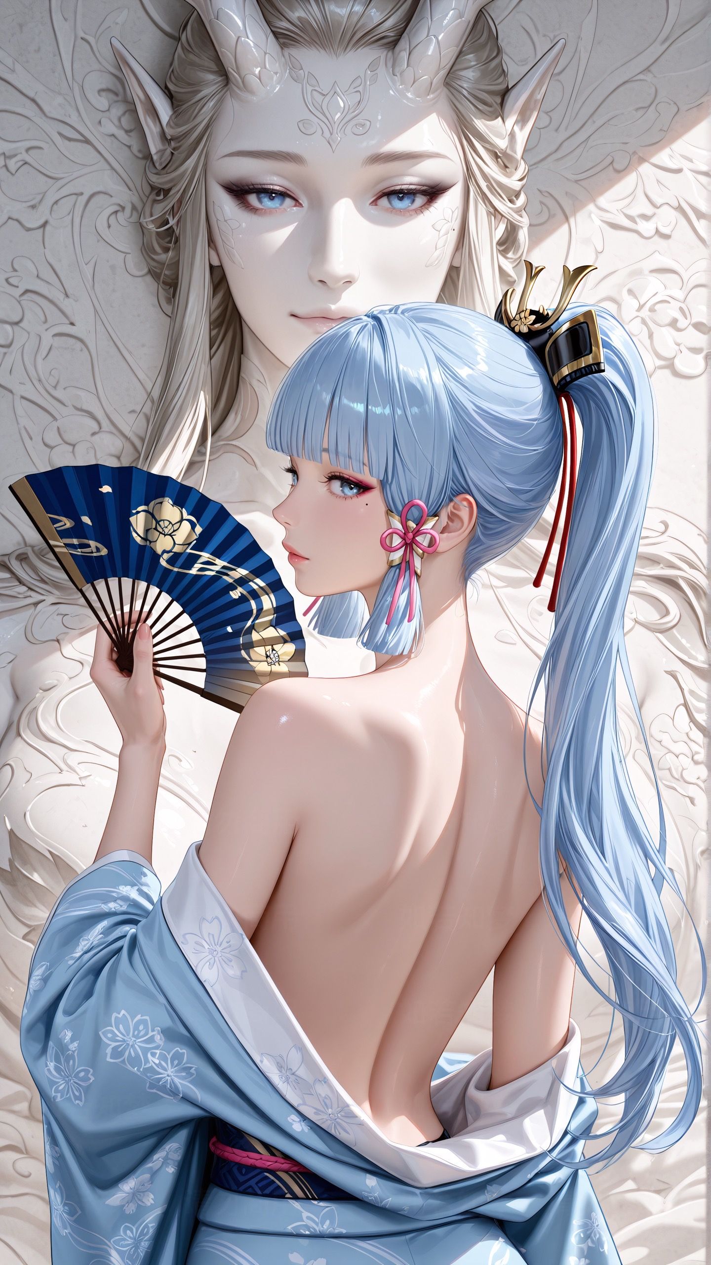 露背 旗袍 原神 国风 二次元 古风 游戏角色Ai绘画 龙,第5张