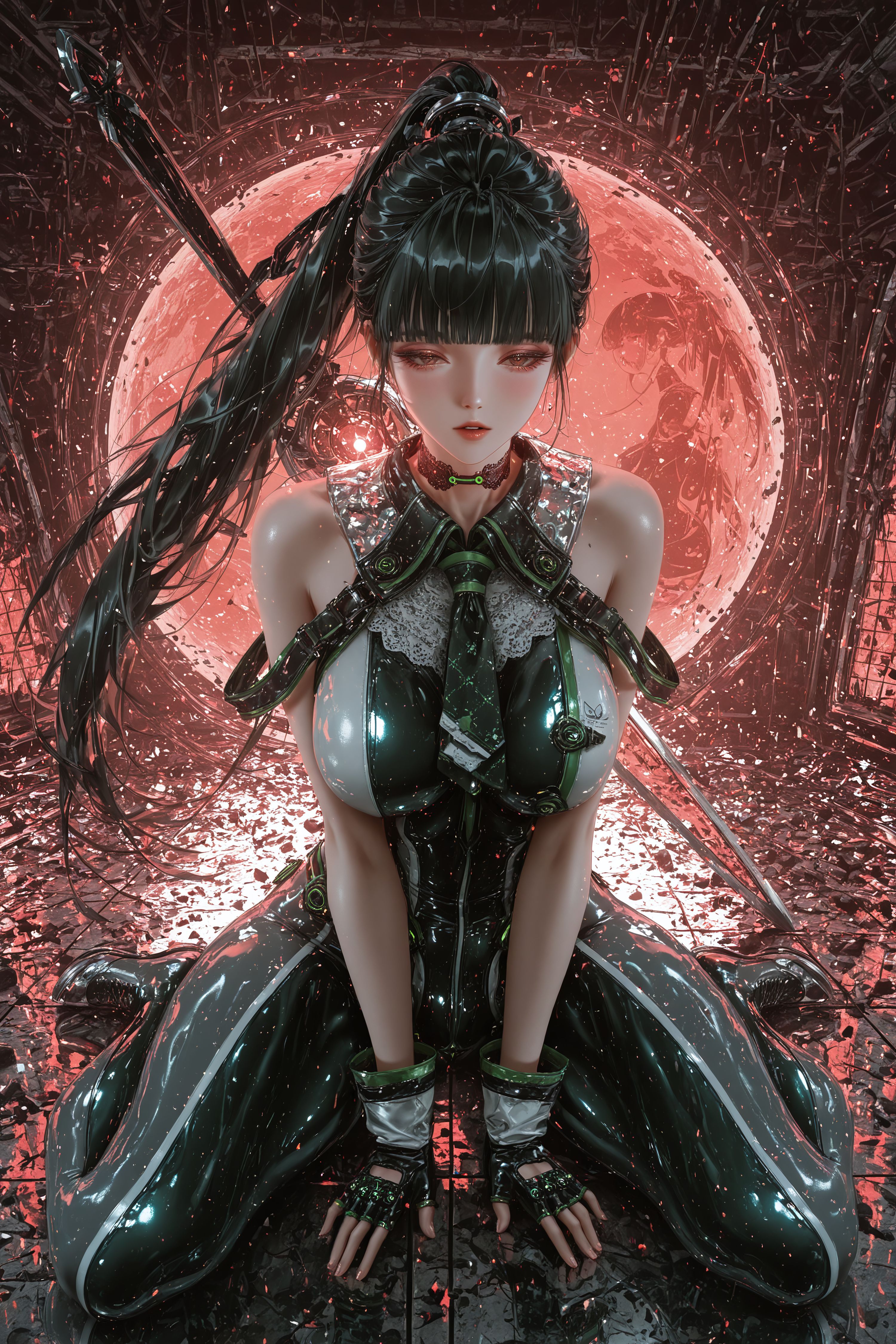 伊芙 剑星 二创 Steam游戏 美女皮衣战斗服 美女壁纸图片,第1张