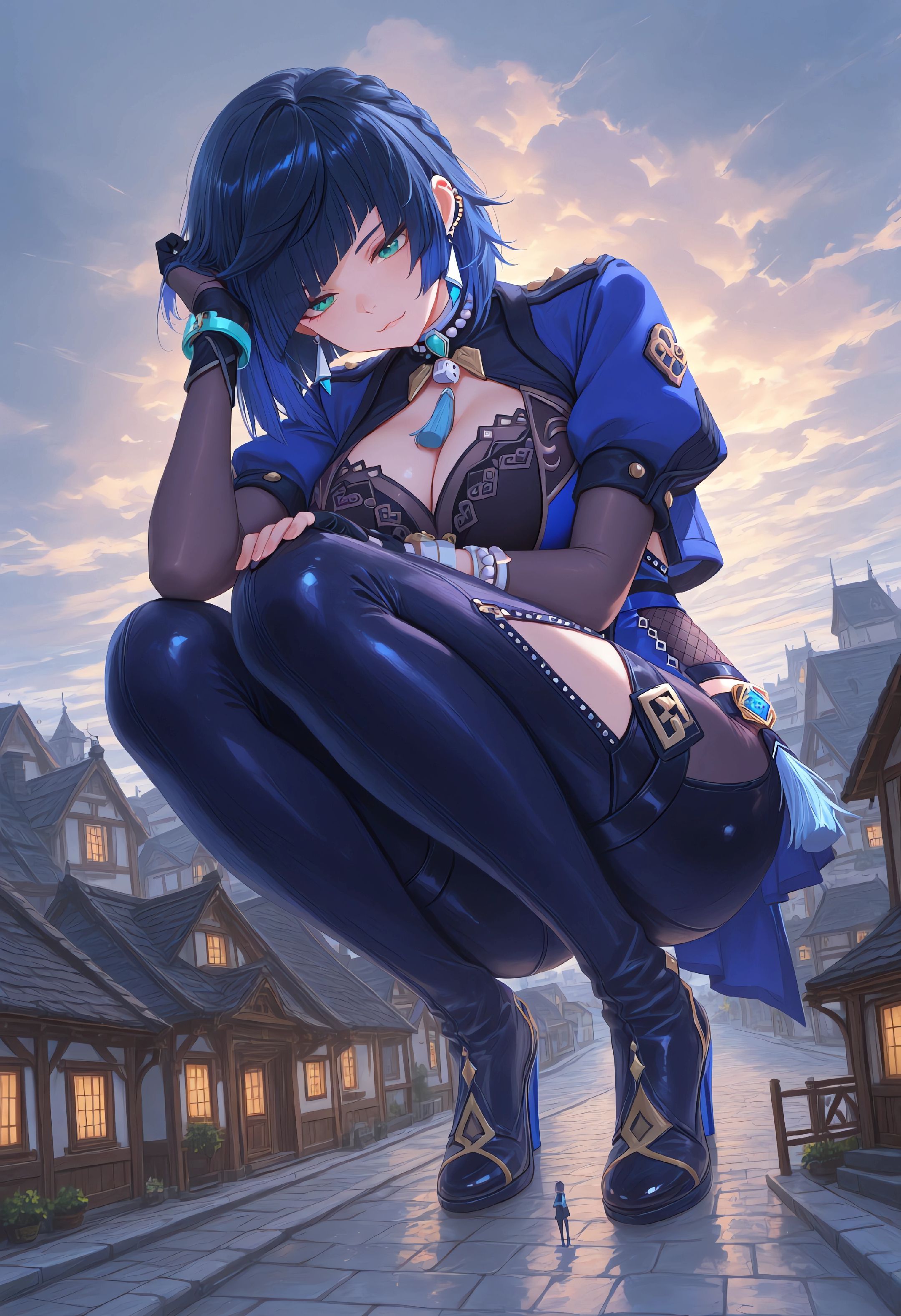 原神巨大娘！胡桃 八重神子 二次元壁纸,第3张