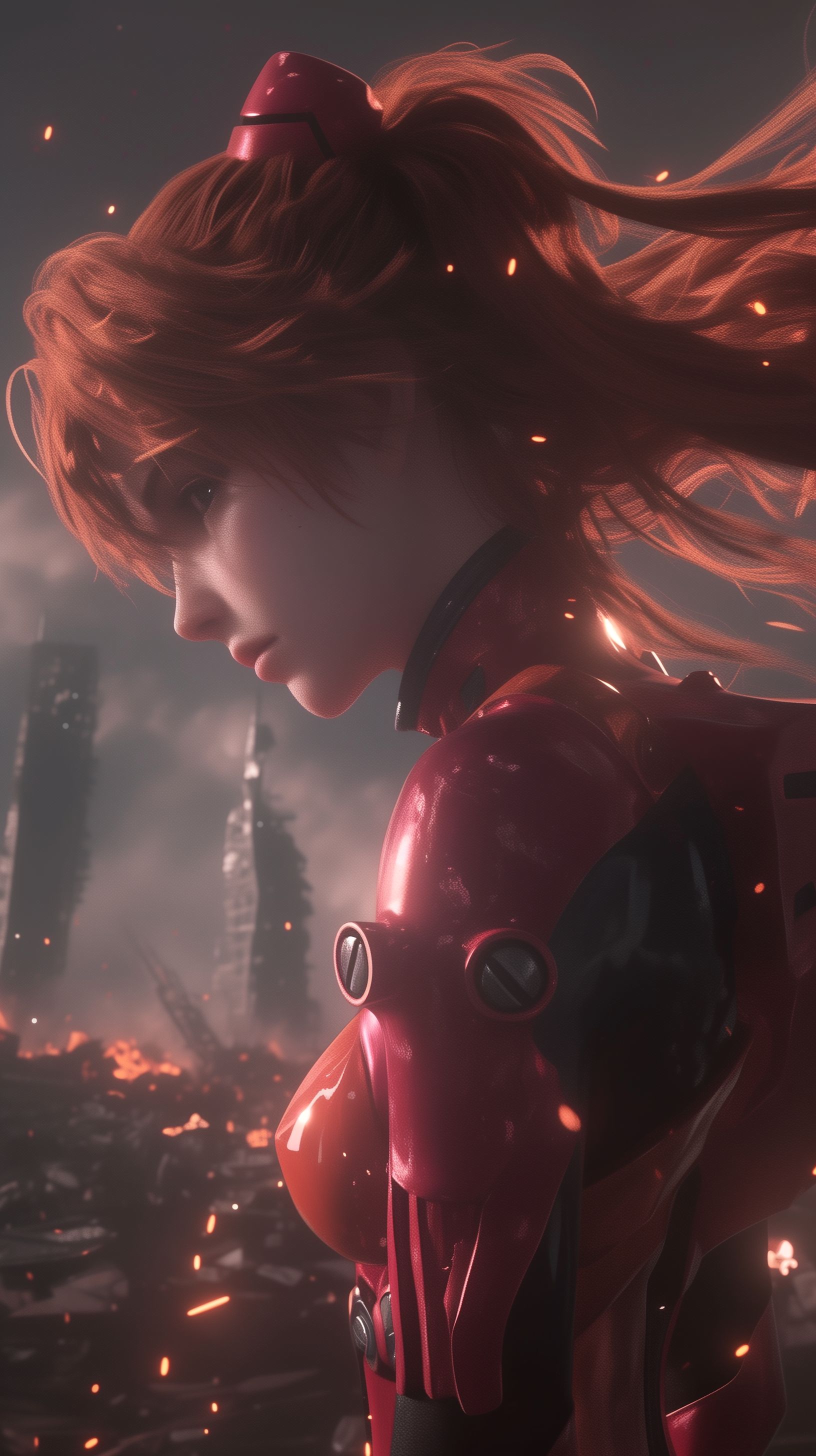 新世纪福音战士 明日香 ai绘画 壁纸分享,第2张