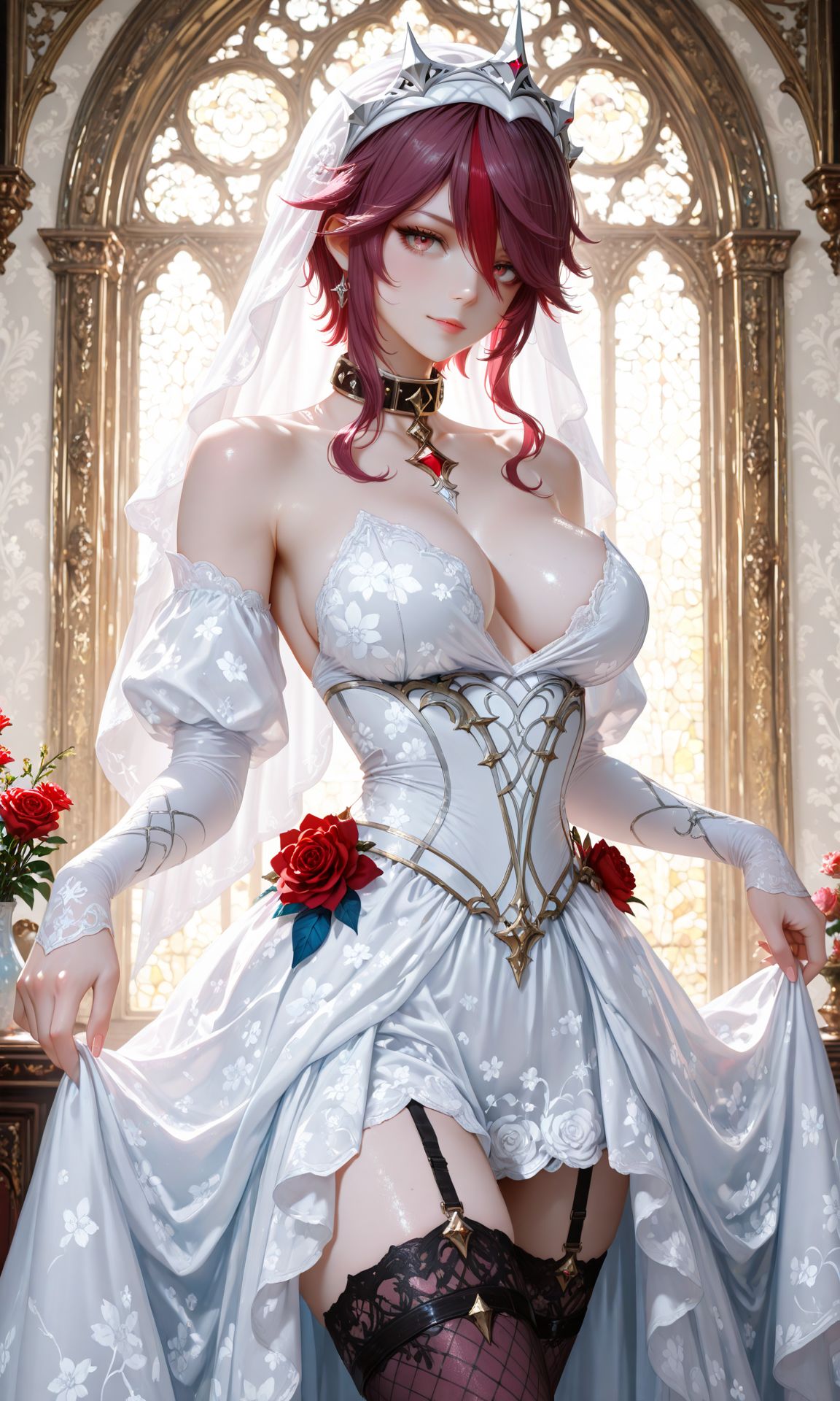 罗莎莉亚 二次元游戏壁纸 二次元少女 原神 吊带袜,第4张