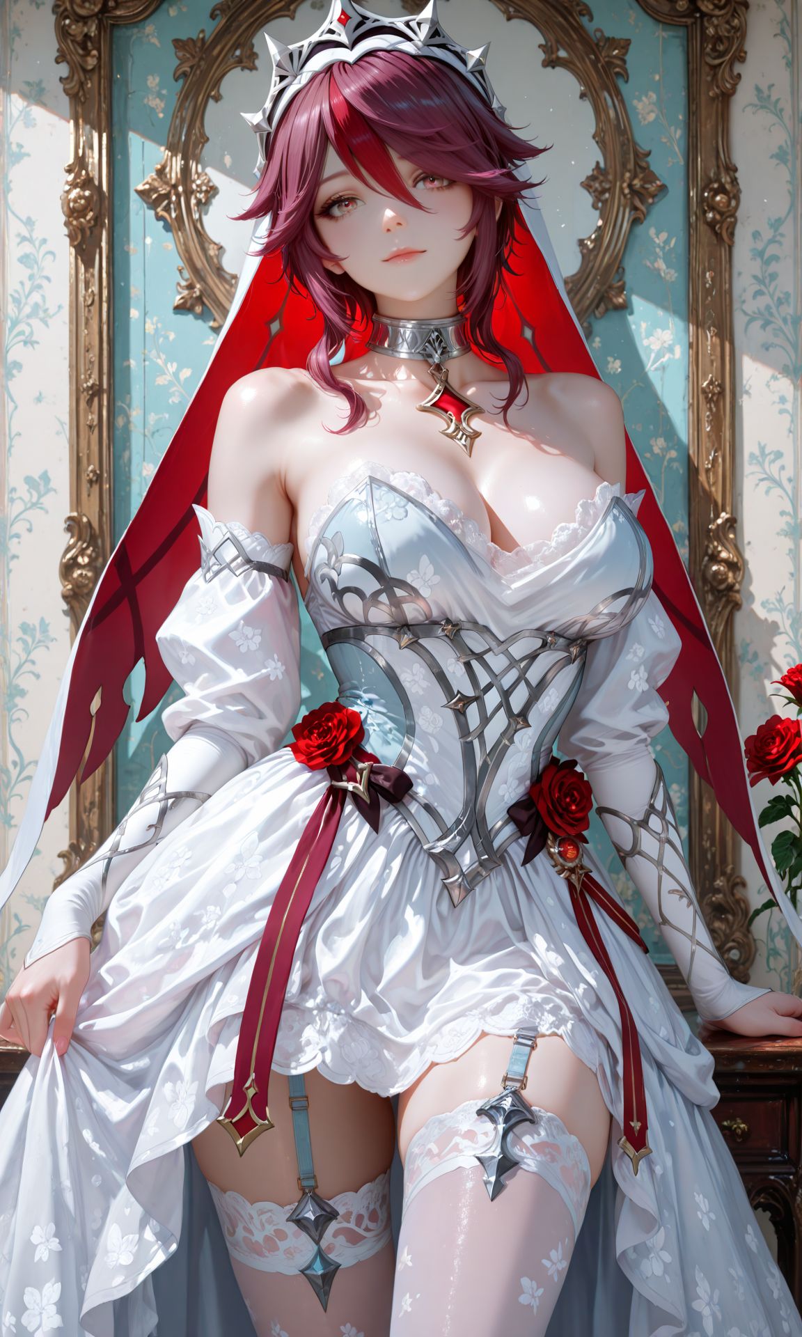 罗莎莉亚 二次元游戏壁纸 二次元少女 原神 吊带袜,第6张