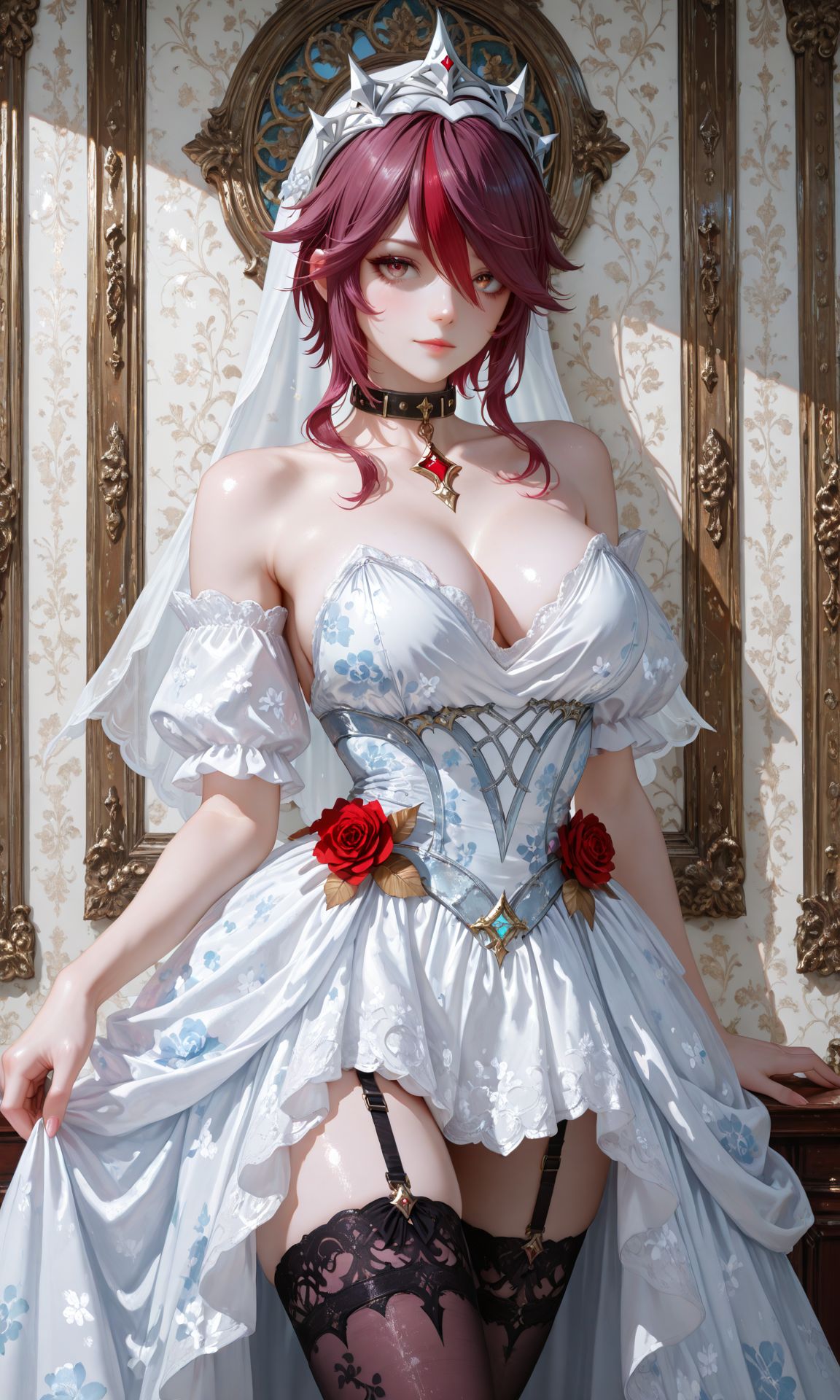 罗莎莉亚 二次元游戏壁纸 二次元少女 原神 吊带袜,第5张