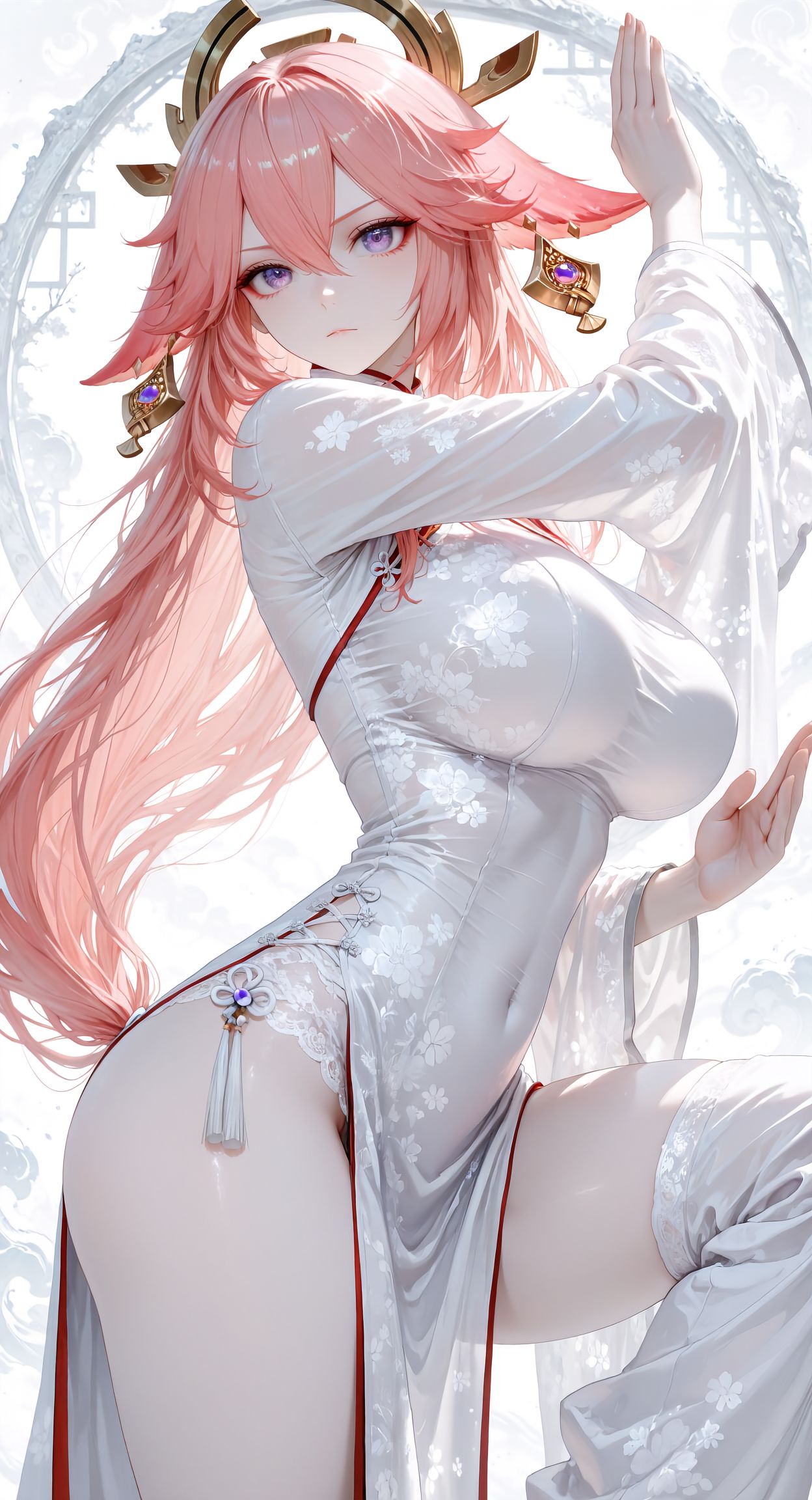 八重神子 二次元游戏美女壁纸 原神 御姐 冷白皮 狐狸,第2张