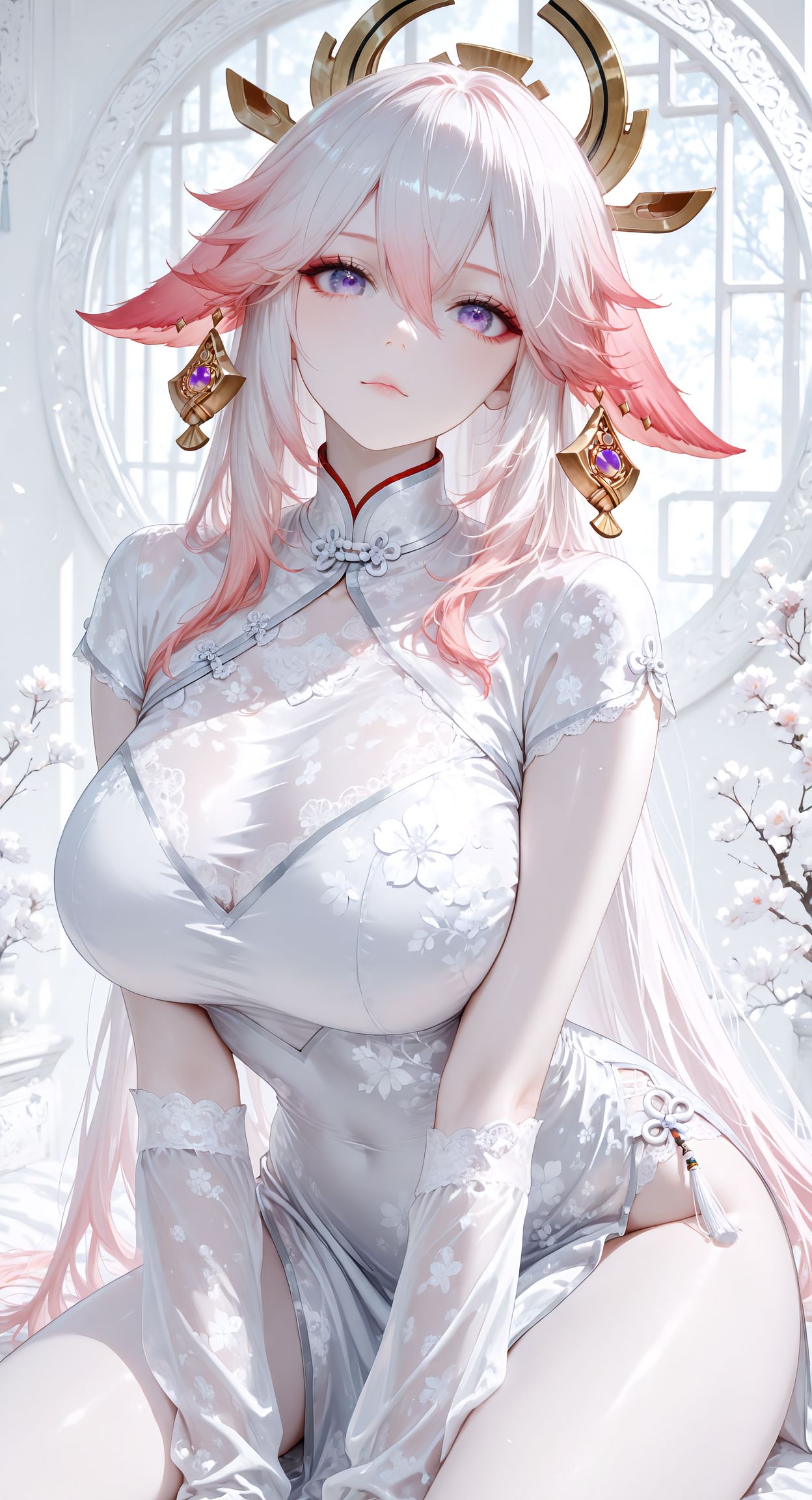 八重神子 二次元游戏美女壁纸 原神 御姐 冷白皮 狐狸,第4张