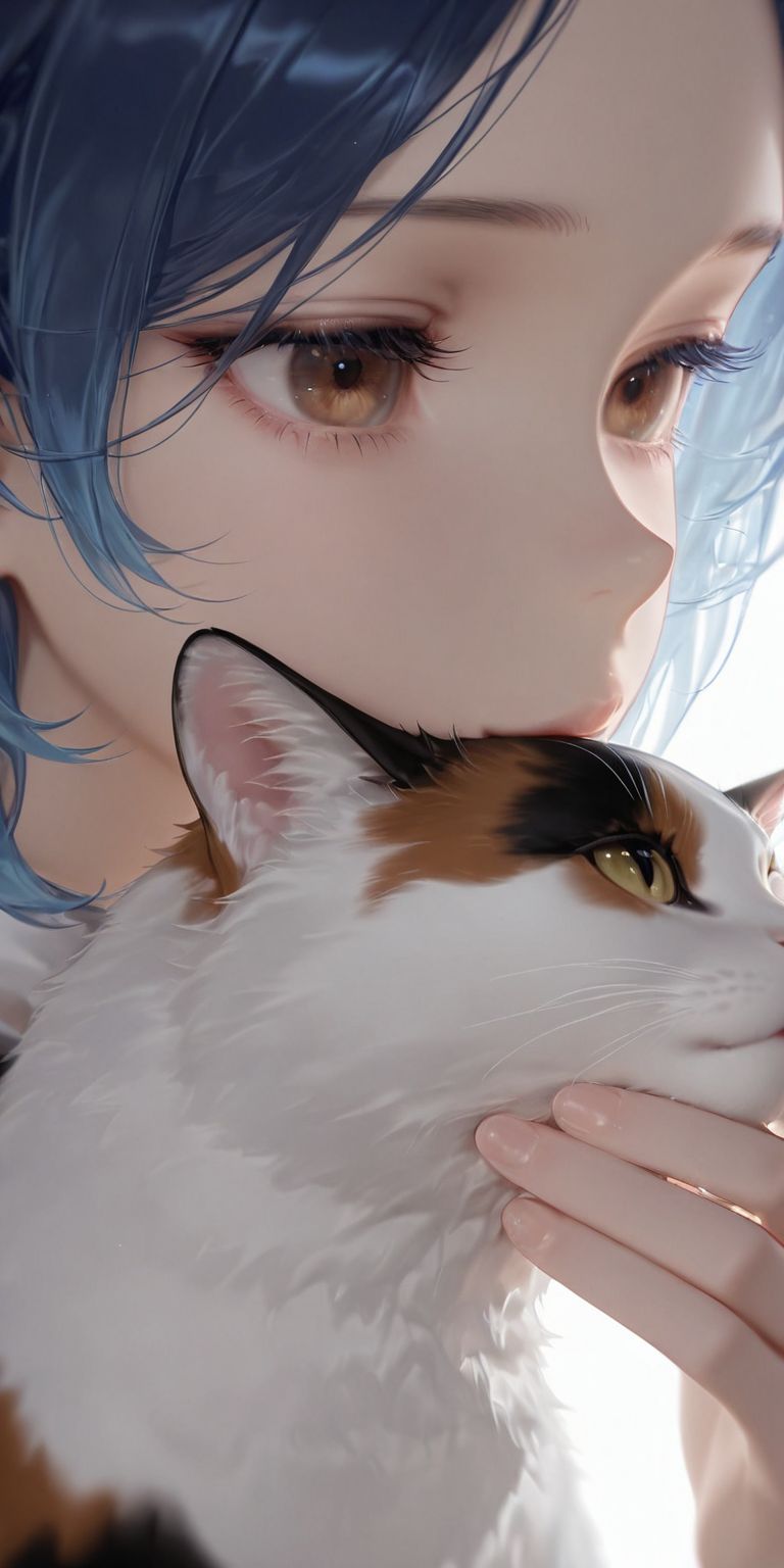 猫和少女 二次元女孩 动漫美女壁纸,第1张