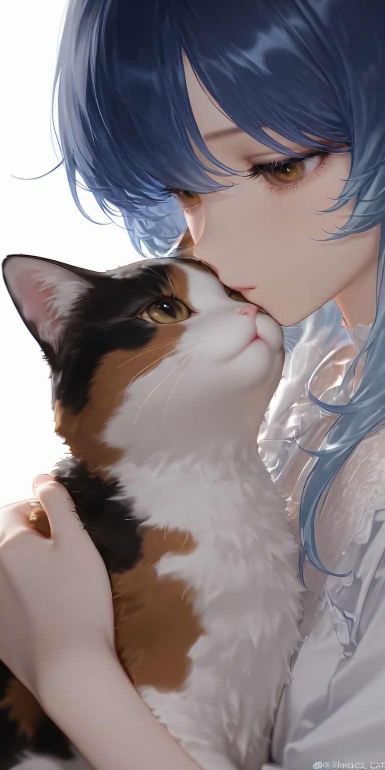 猫和少女 二次元女孩 动漫美女壁纸,第2张