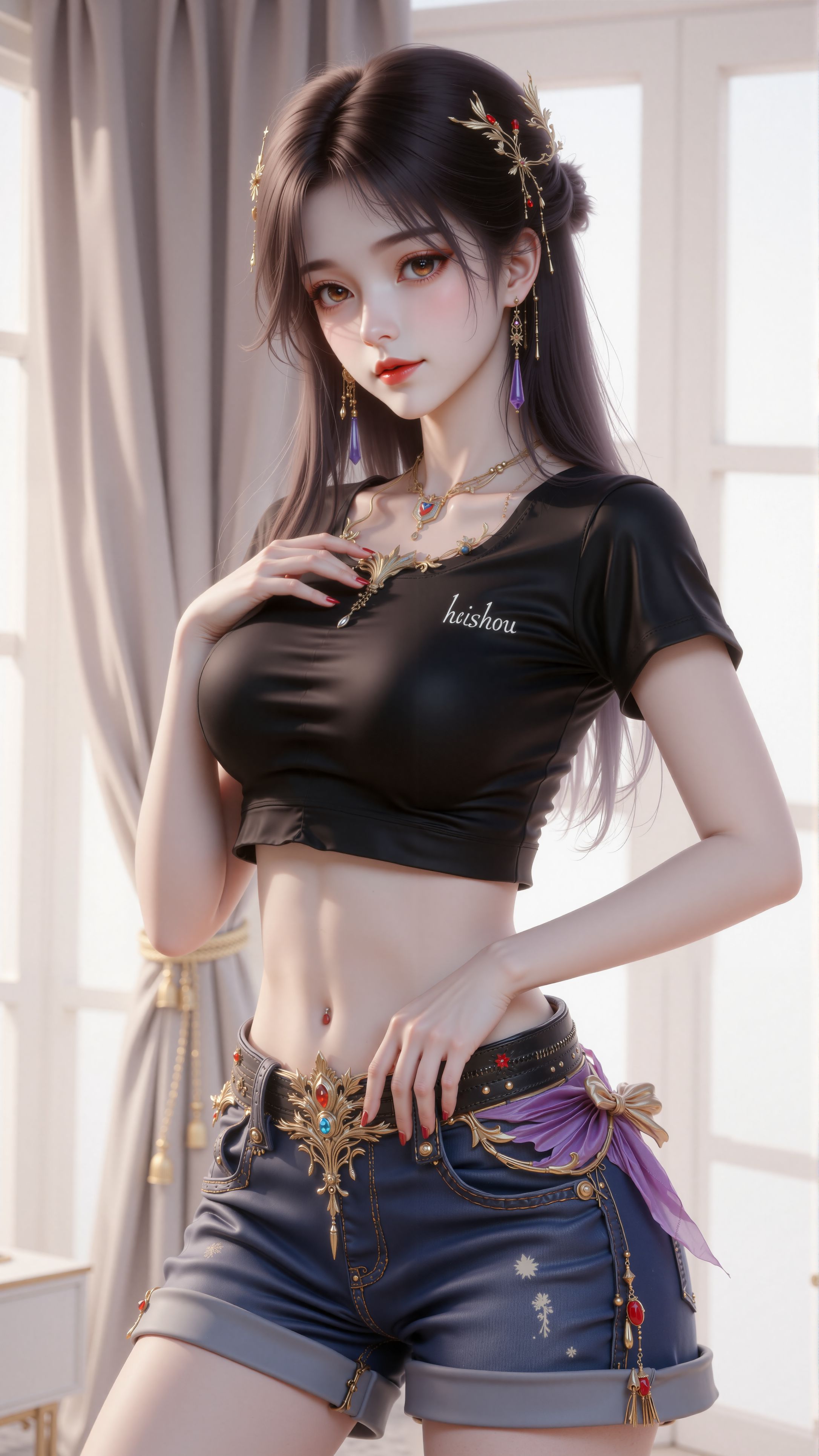 火灵儿牛仔裤+吊袜带 动漫国漫 国漫女神壁纸 完美世界,第2张