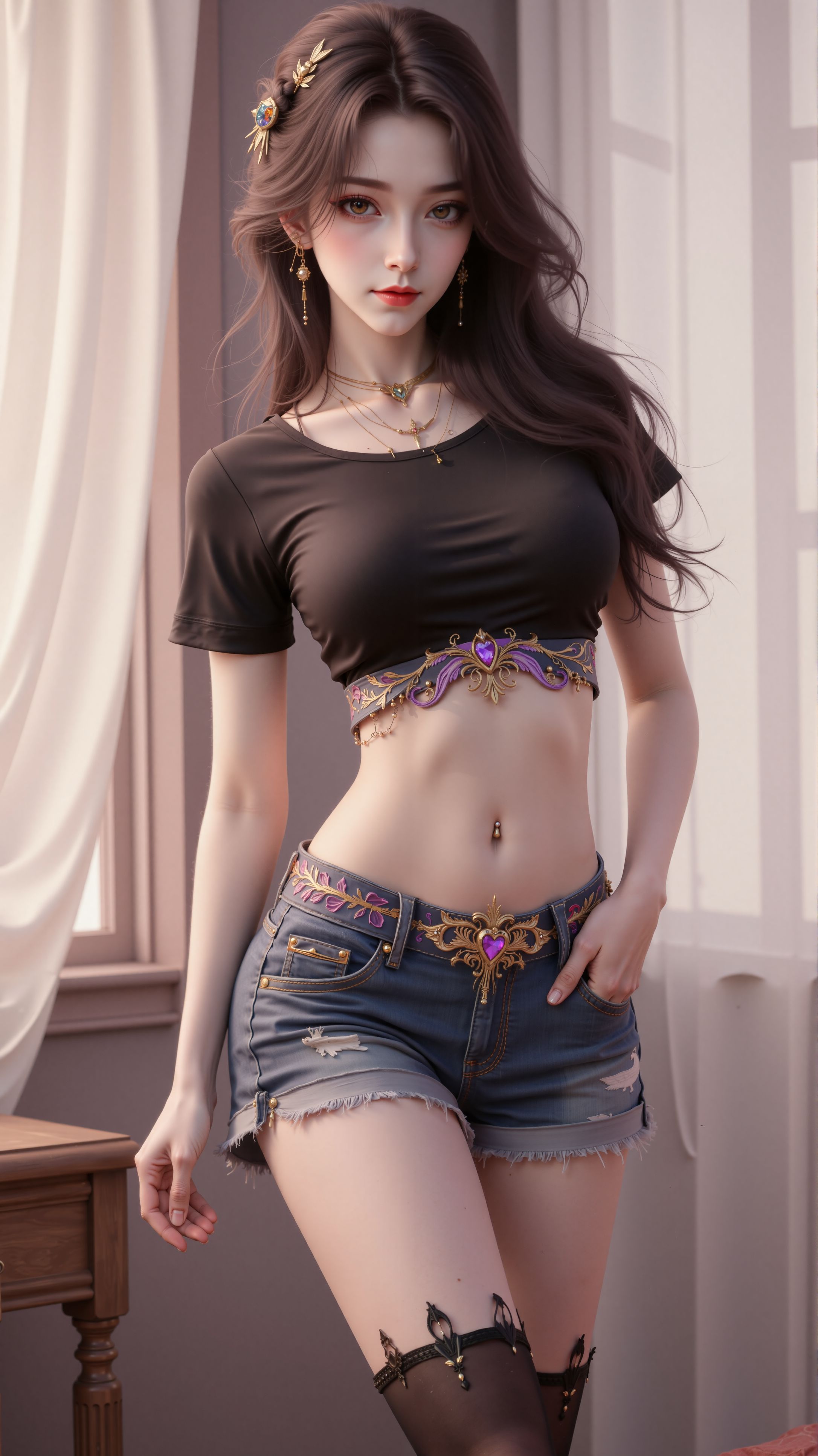 火灵儿牛仔裤+吊袜带 动漫国漫 国漫女神壁纸 完美世界,第5张