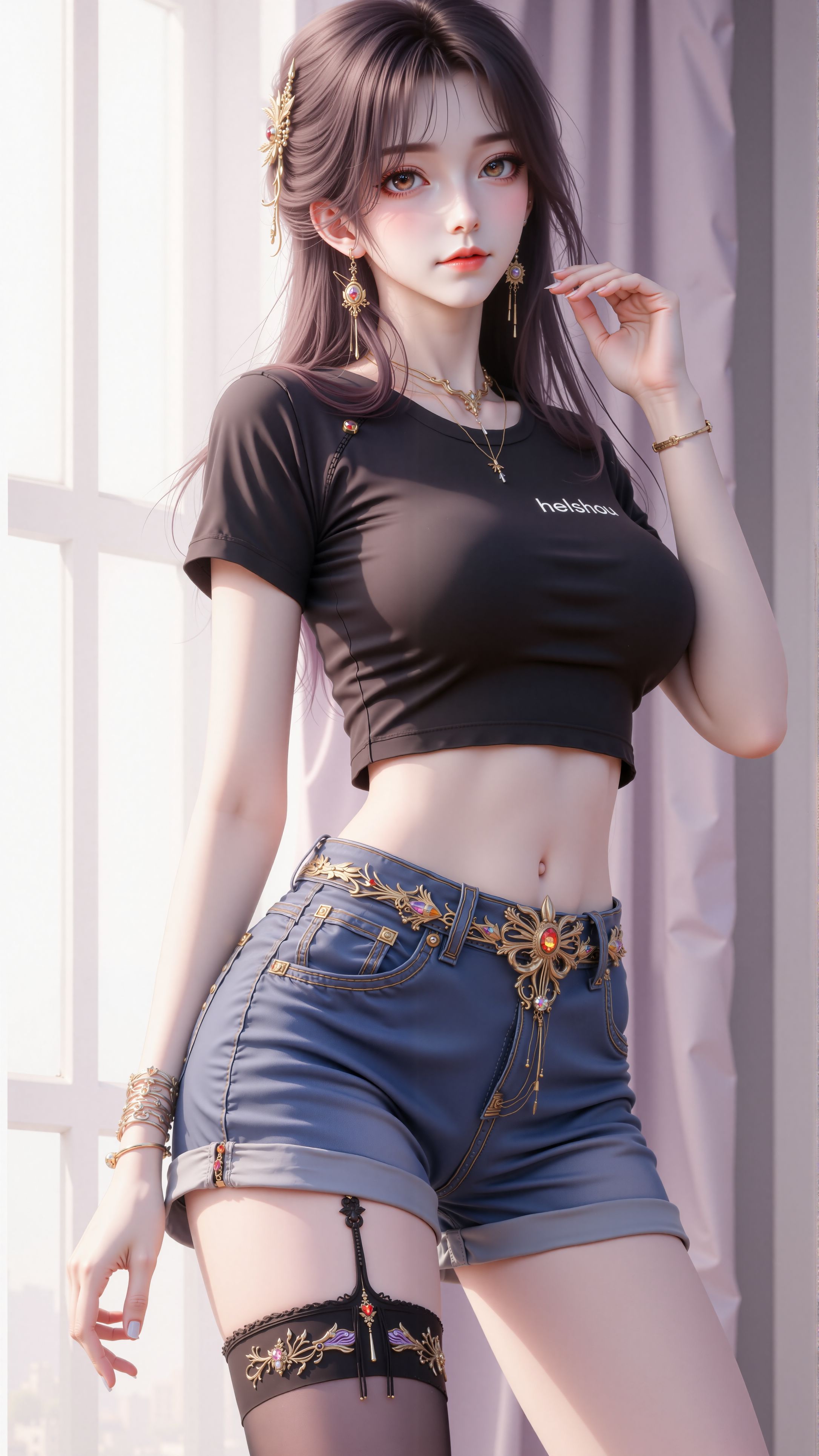 火灵儿牛仔裤+吊袜带 动漫国漫 国漫女神壁纸 完美世界,第6张